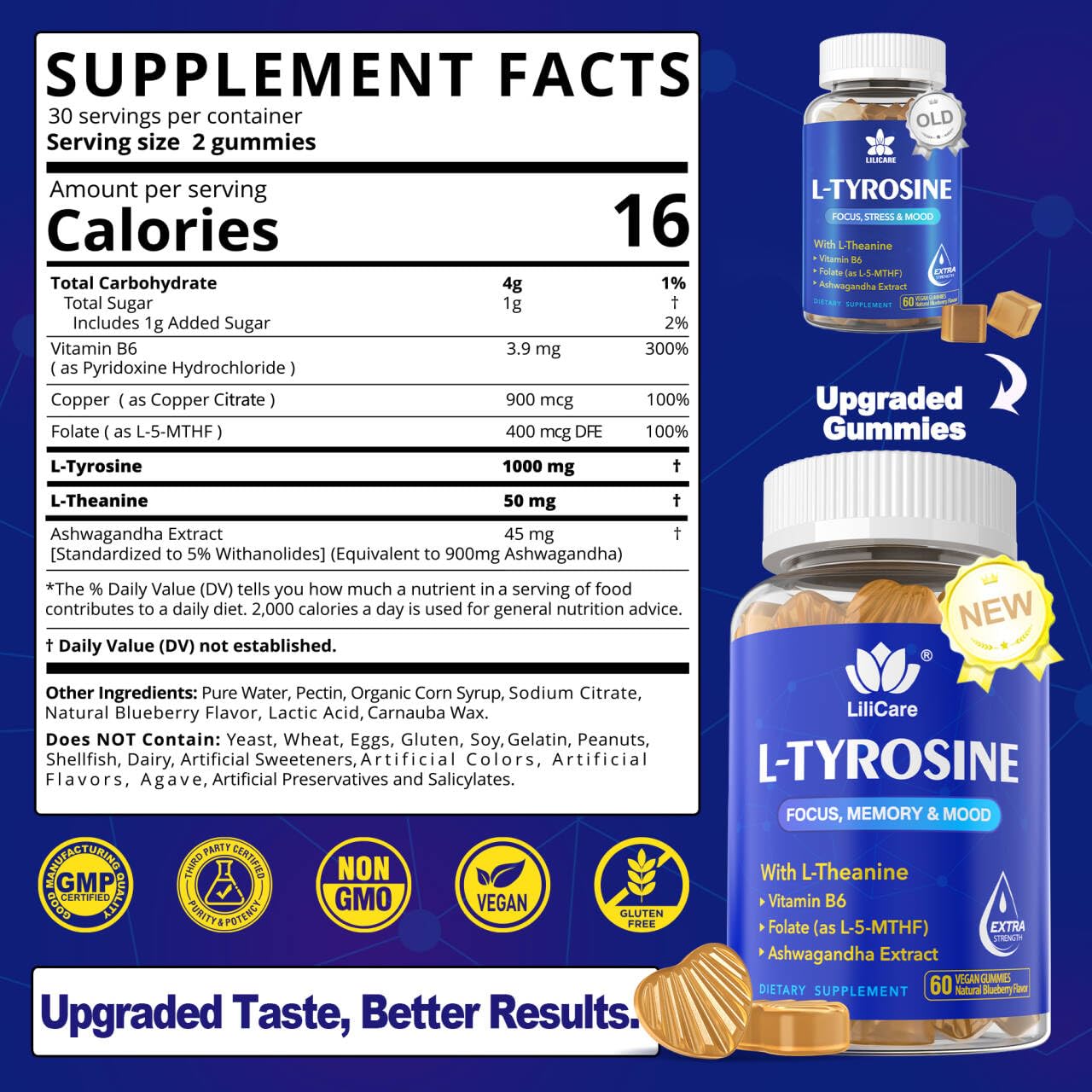 Gommes LILICARE Tyrosine saveur myrtille, énergie douce.