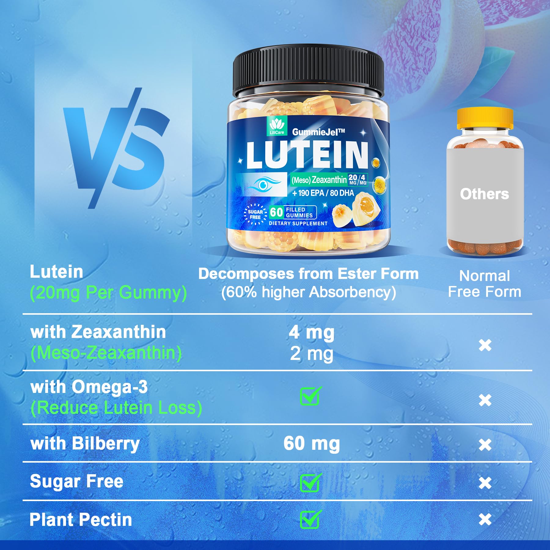 LILICARE GUMMIES ARÔME PAMPLEMOUSSE: saveur fruitée pour une prise quotidienne.