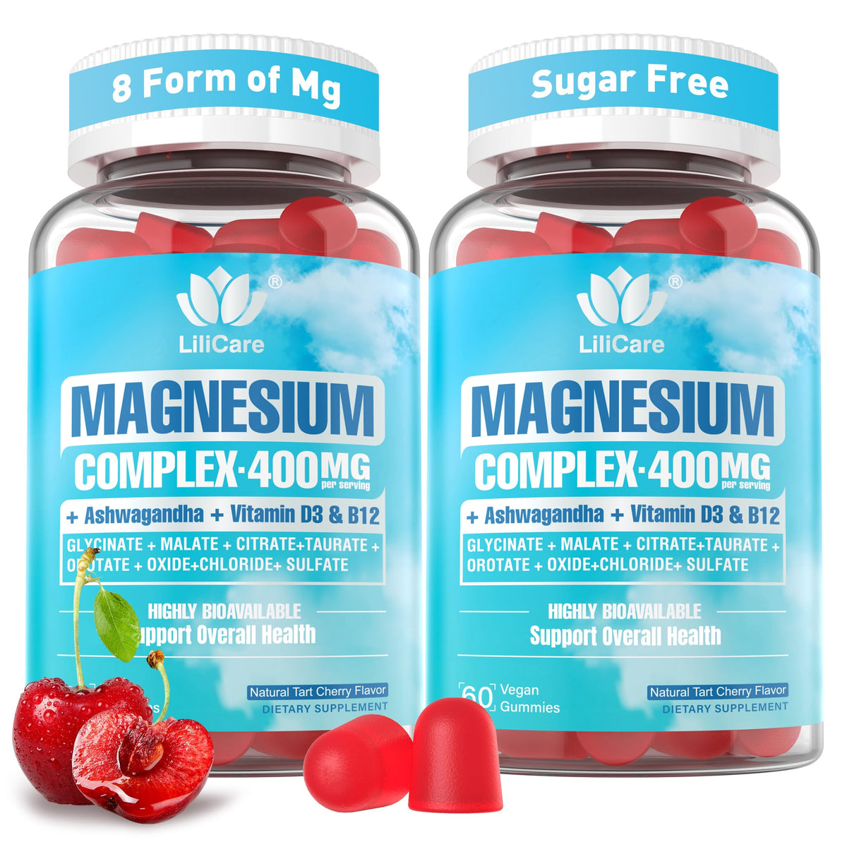 LILICARE Magnesium Complex Gummies – bouteille: soutien au calme et récupération quotidienne.