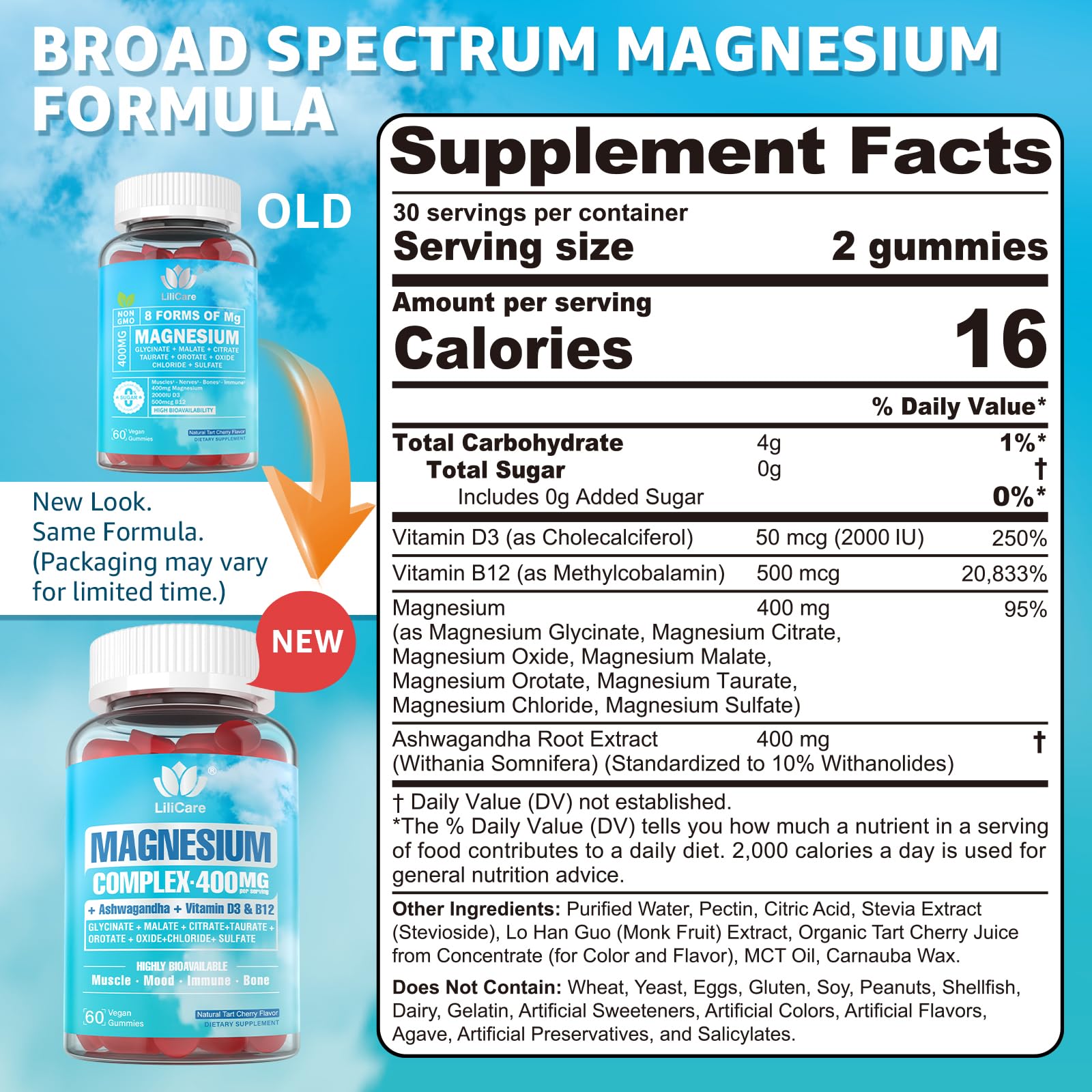 LILICARE Magnesium Complex Gummies – gommes cerise: arôme fruité pour détente nocturne.