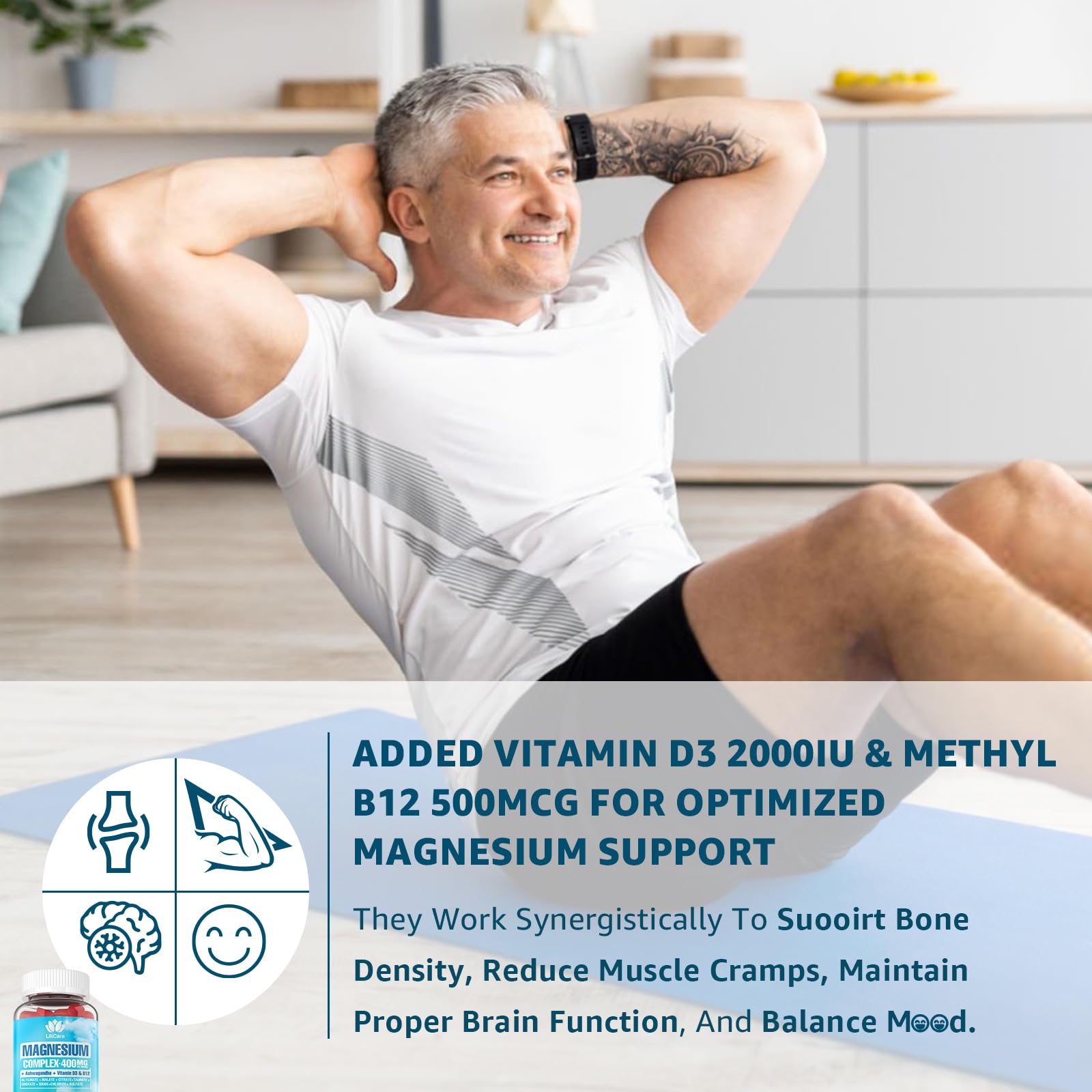 LILICARE Magnesium Complex Gummies – sans gluten et sans allergènes courants.