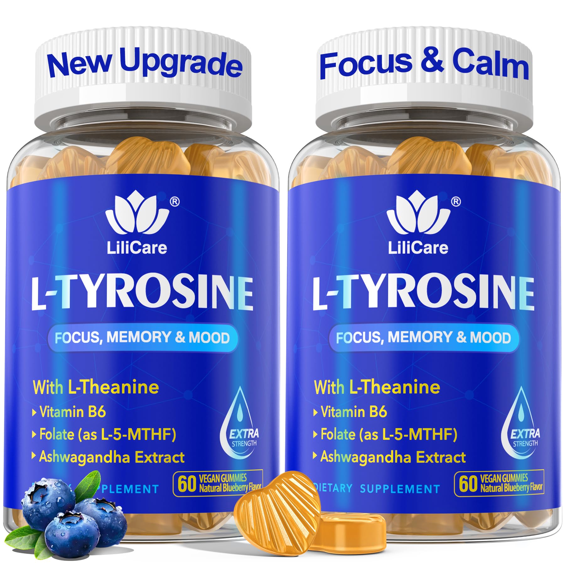 LILICARE Tyrosine Calm & Focus — bouteille, soutien concentration potentiel.
