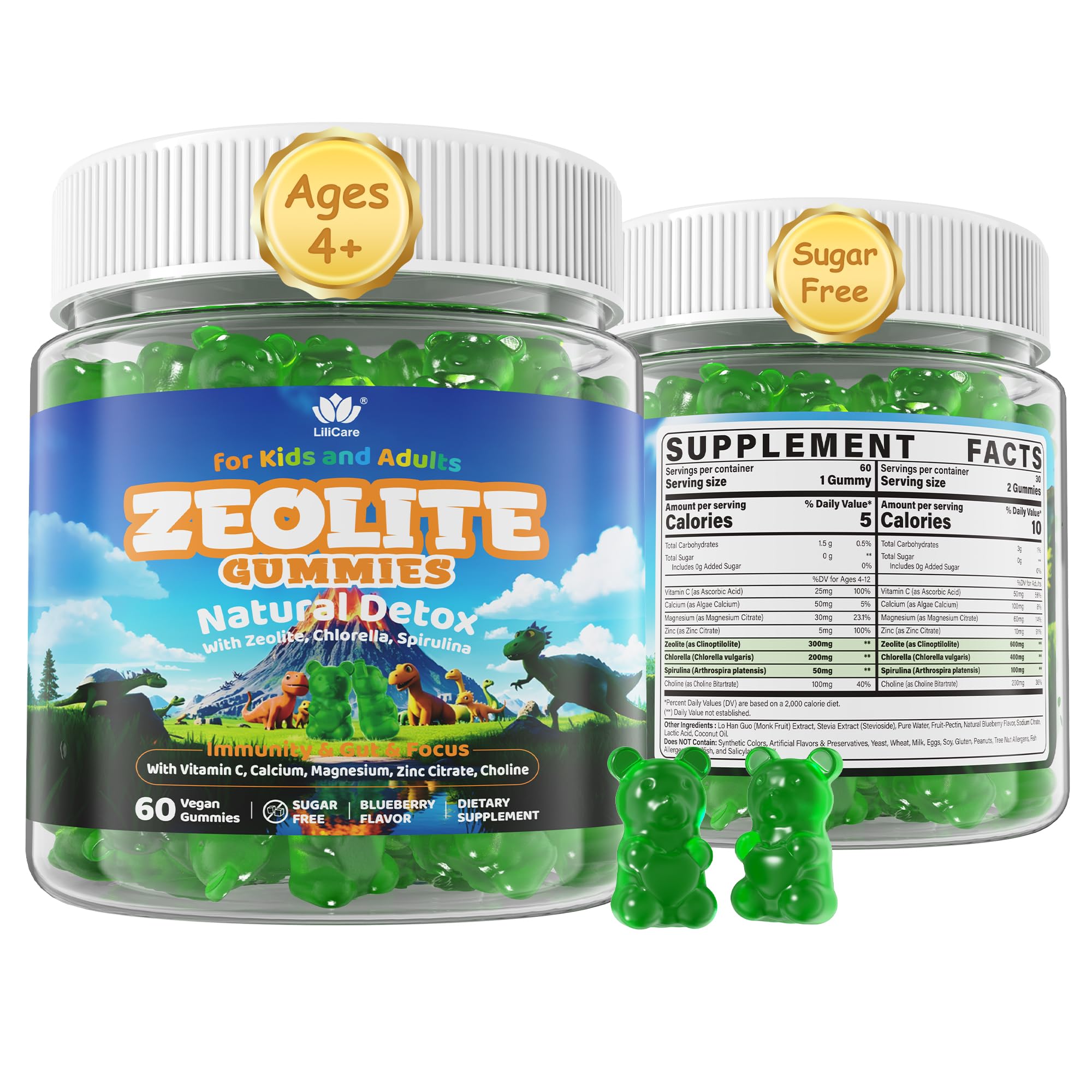 Gommes Lilicare Zéolite pour enfants, faciles à mâcher et soutiennent l'énergie au quotidien.