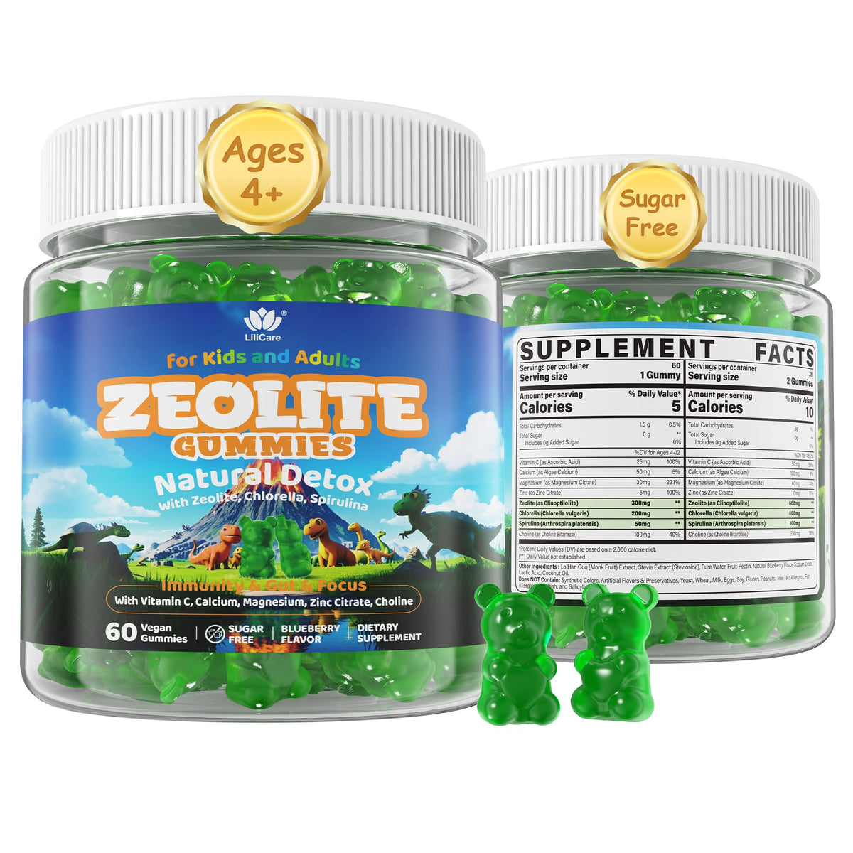 Gommes Lilicare Zéolite pour enfants, faciles à mâcher et soutiennent l'énergie au quotidien.