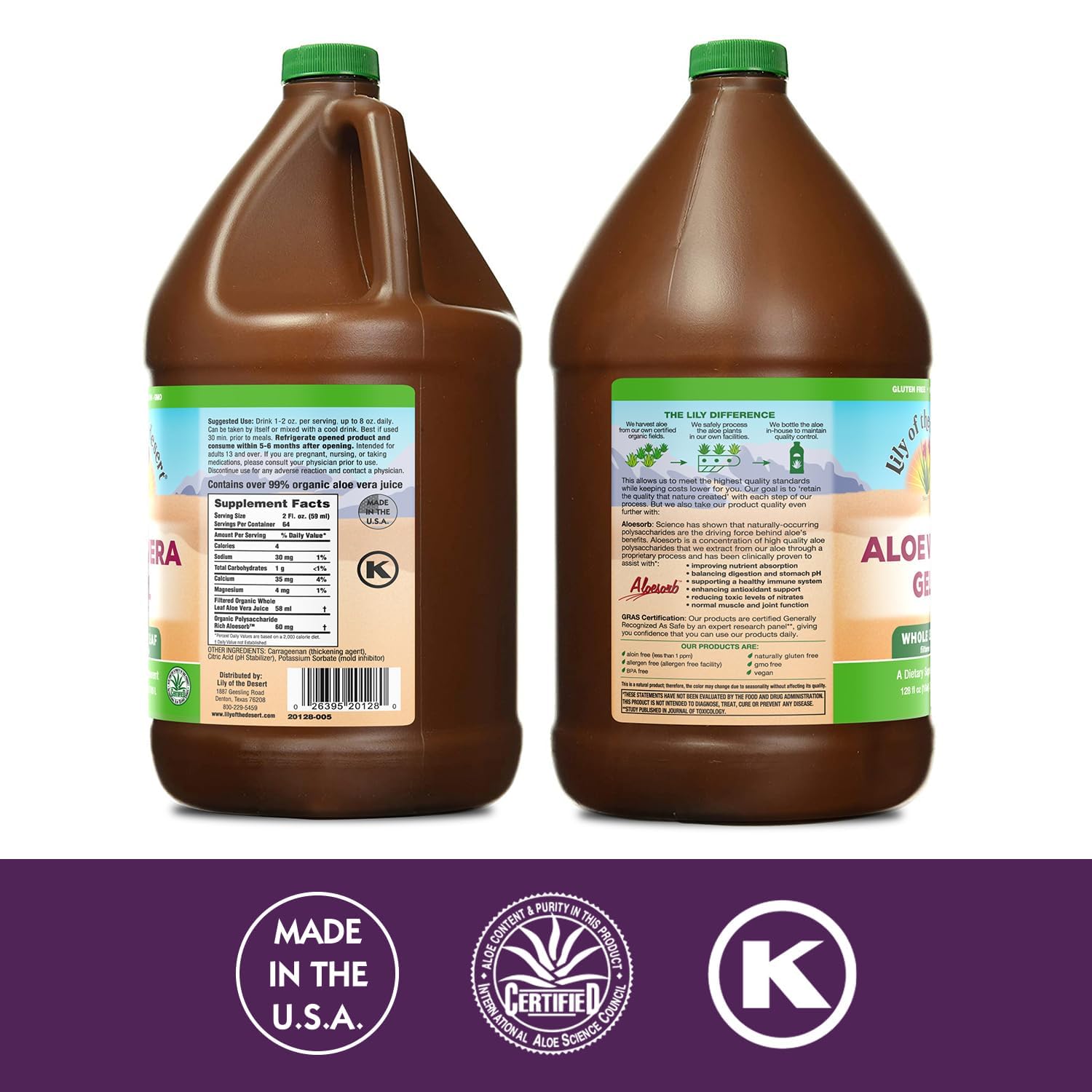 Jus aloe vera Lily Of The Desert, riche en enzymes digestives.