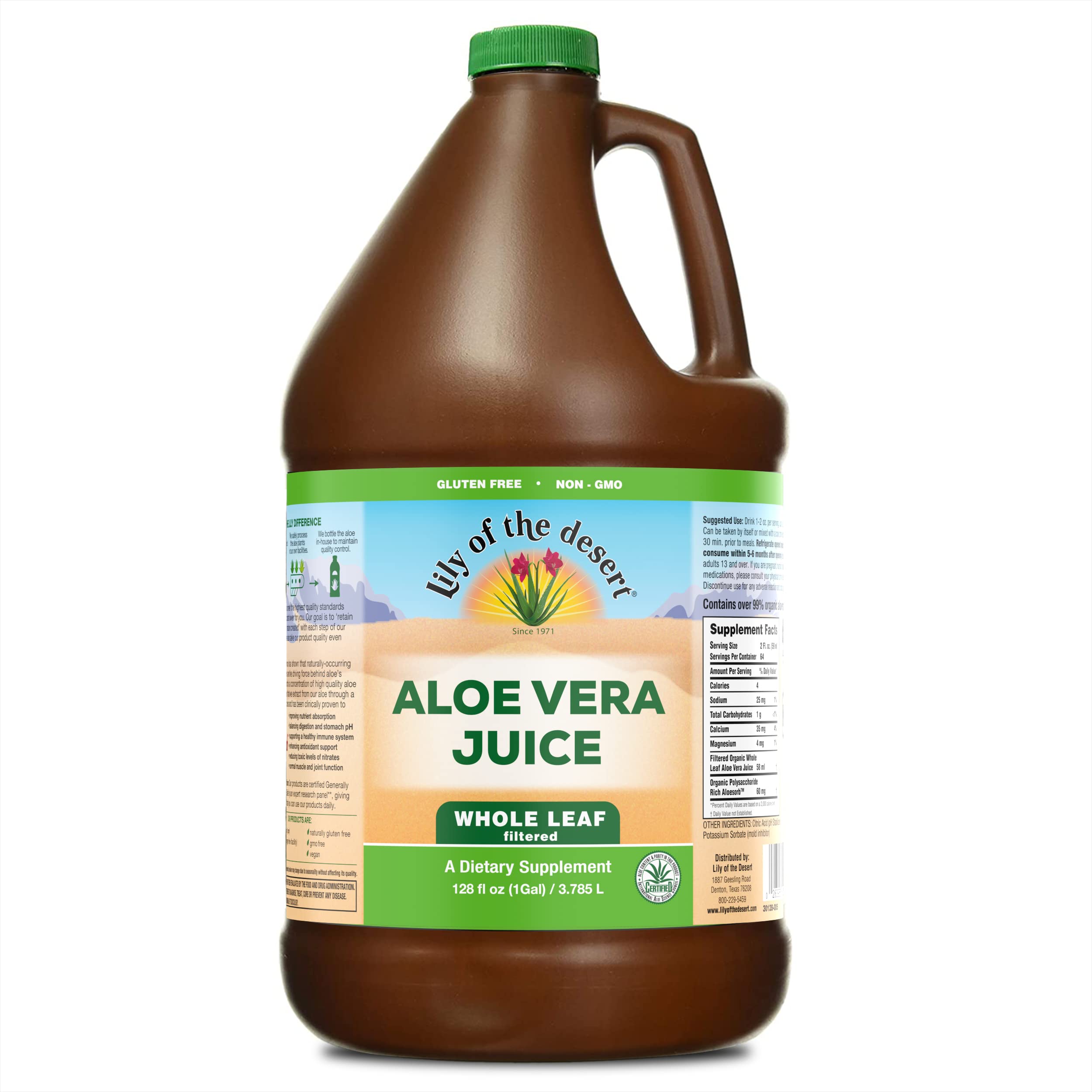 Bouteille Lily of the Desert Aloe Juice 128oz pour énergie et digestion.