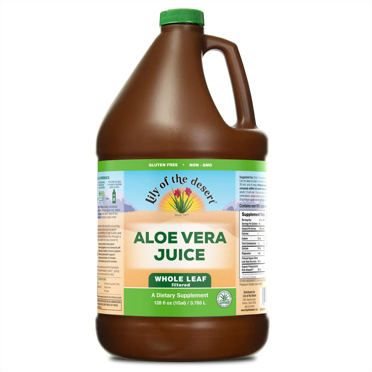 Bouteille Lily of the Desert Aloe Juice 128oz pour énergie et digestion.