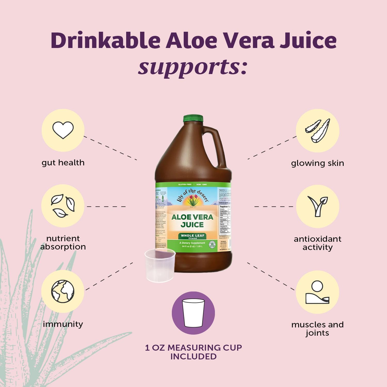 Lily Of The Desert Aloe Vera Juice, étiquette bio et non-GMO, choix conscient