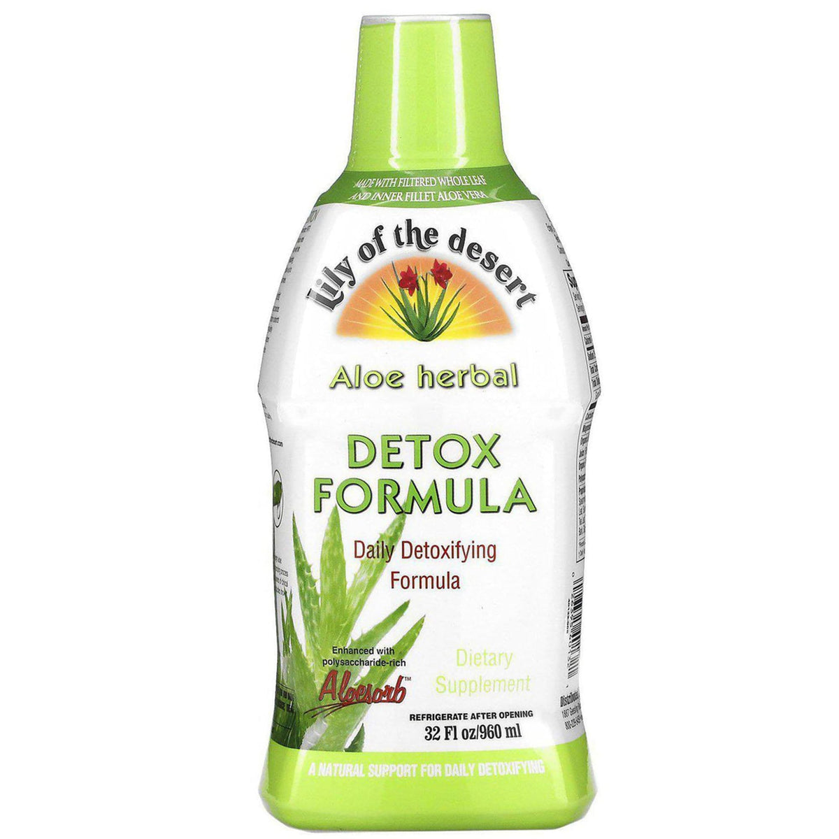 Lily Of The Desert Detox Formula – bouteille et étiquette, utilisation quotidienne pratique