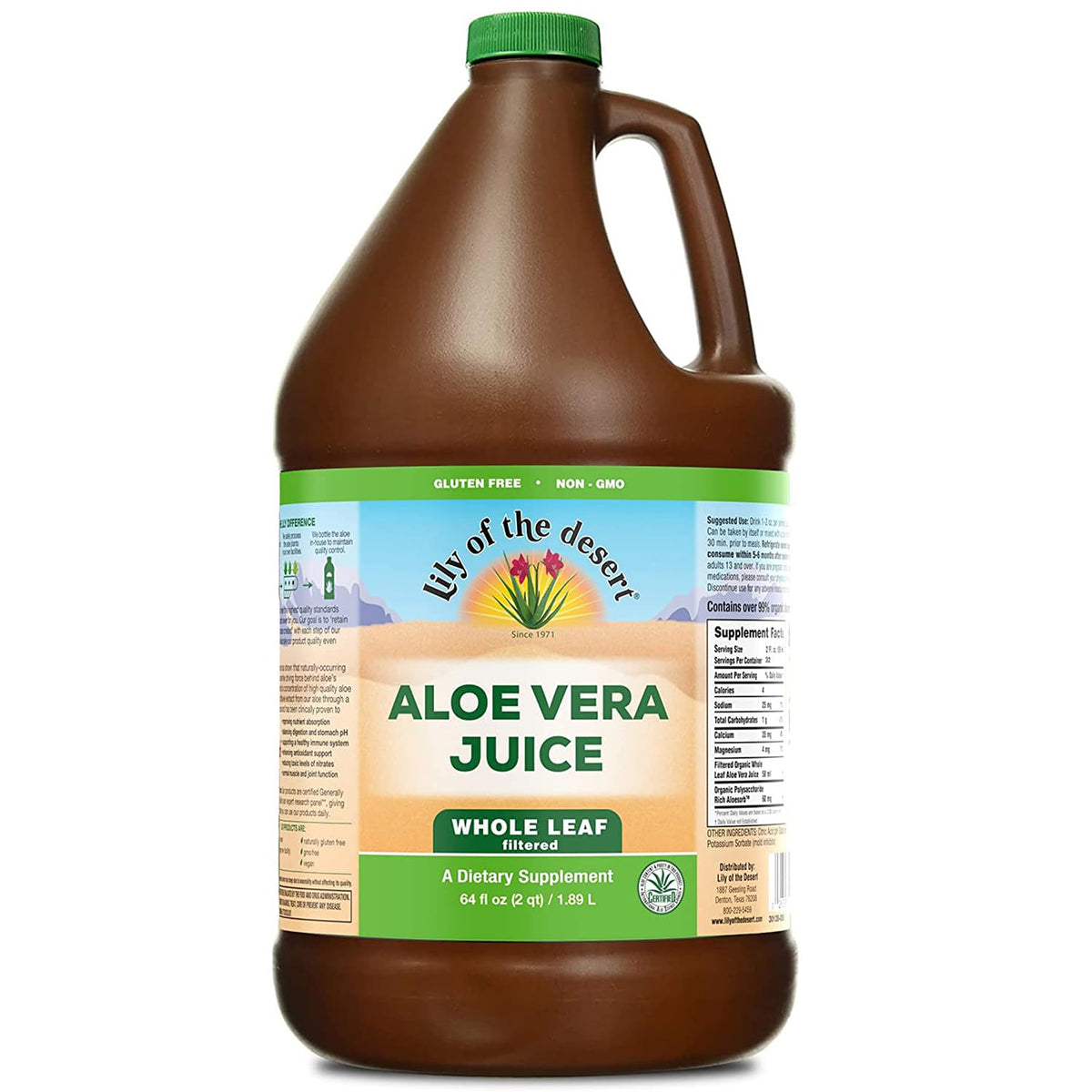 Lily Of The Desert Aloe Vera Juice, bouteille d'aloé feuille entière pour le confort digestif