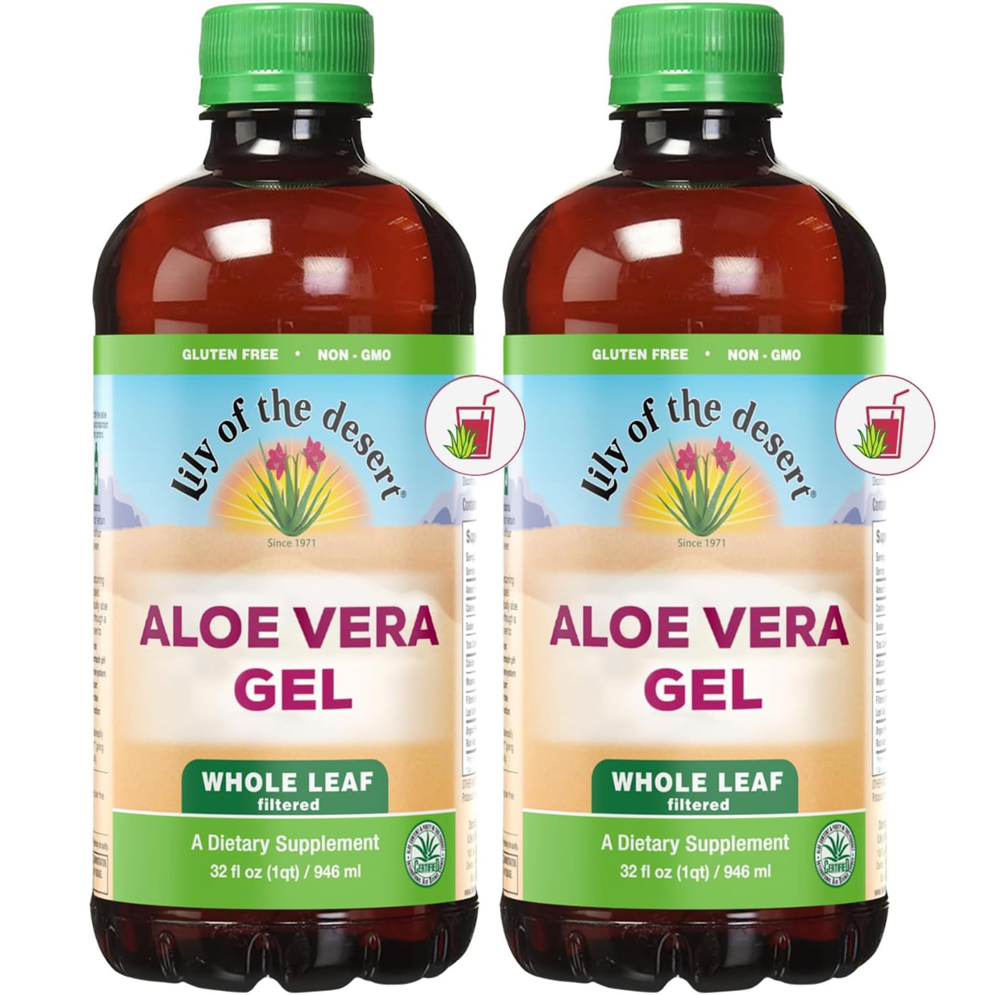 Lily of the Desert – bouteille-jus-aloevera-feuille-entière-filtré, idéal à emporter.