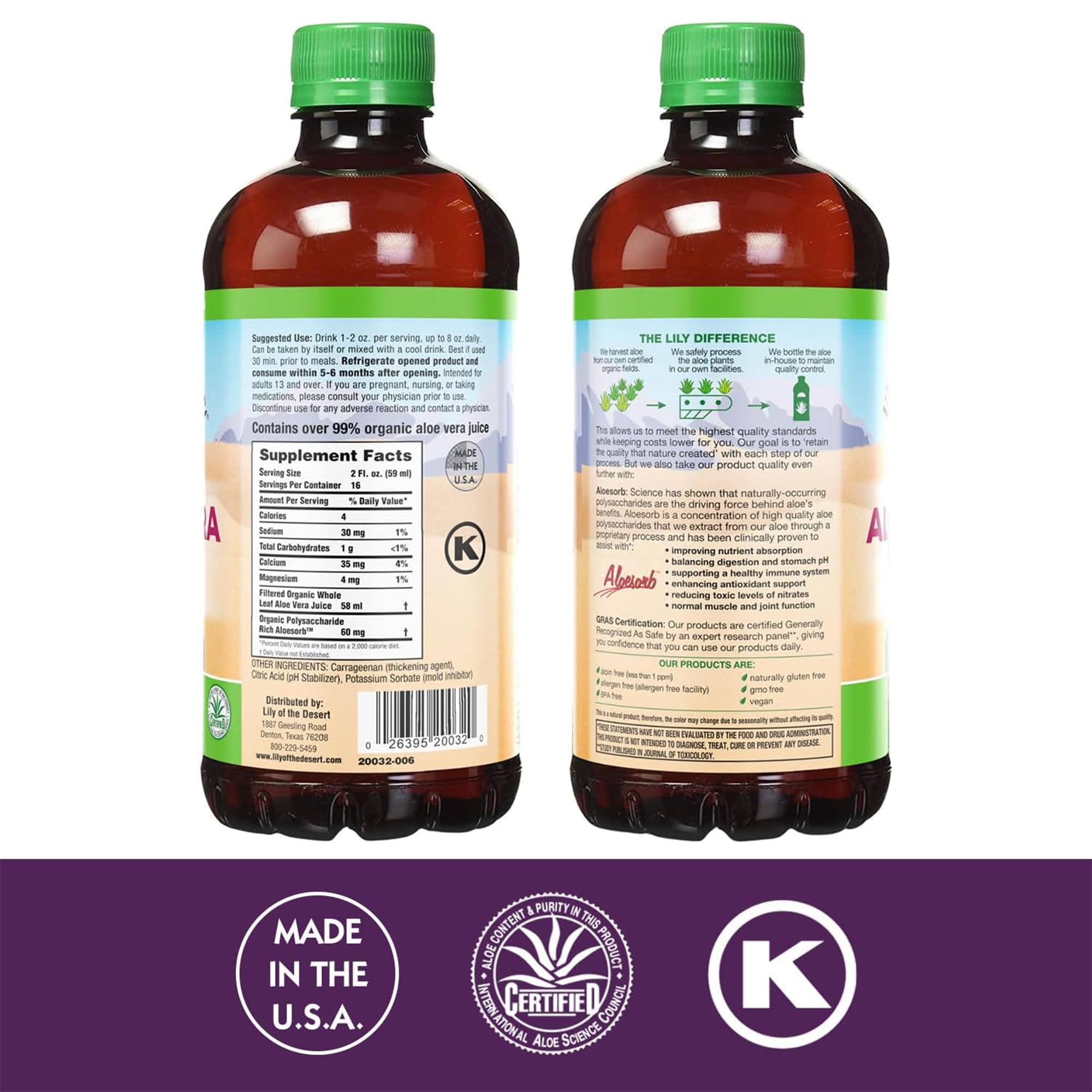 Lily of the Desert – verre-dégustation-jus-aloevera-filtré, hydratation naturelle.
