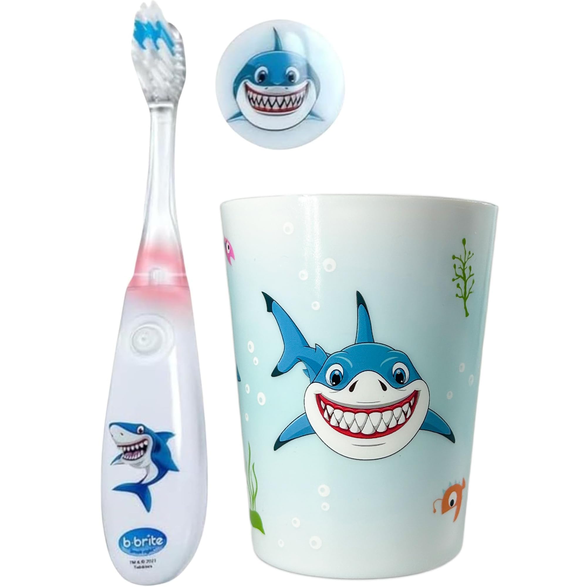 Brosse à dents Lily's Home pour enfants avec mode requin et lumière clignotante.