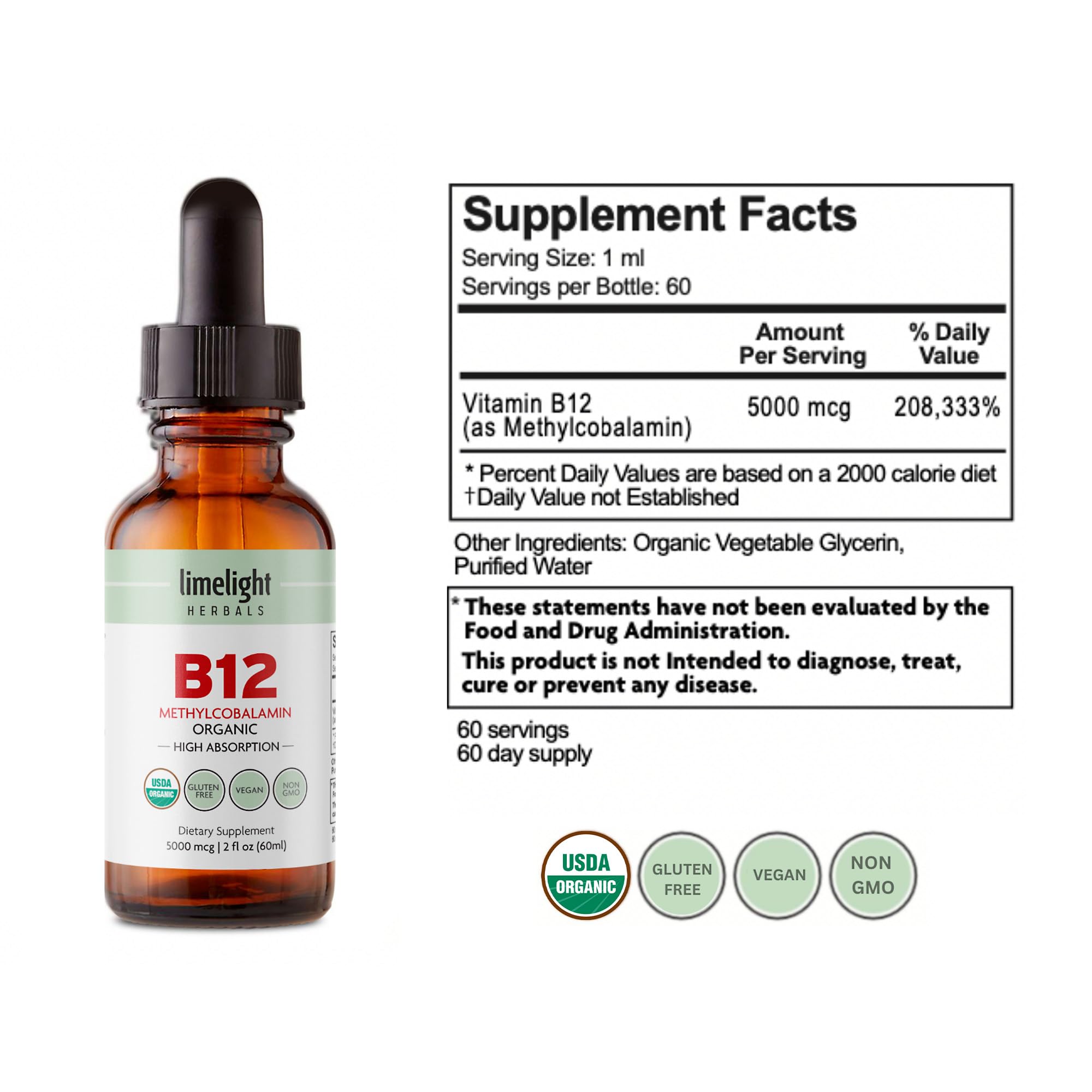 LIMELIGHT HERBALS B12 – fabriqué aux États‑Unis dans une installation GMP.