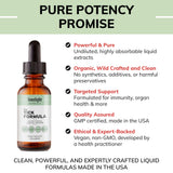 Limelight Herbals Formule anti-tiques liquide, étiquette: instructions claires d’usage.