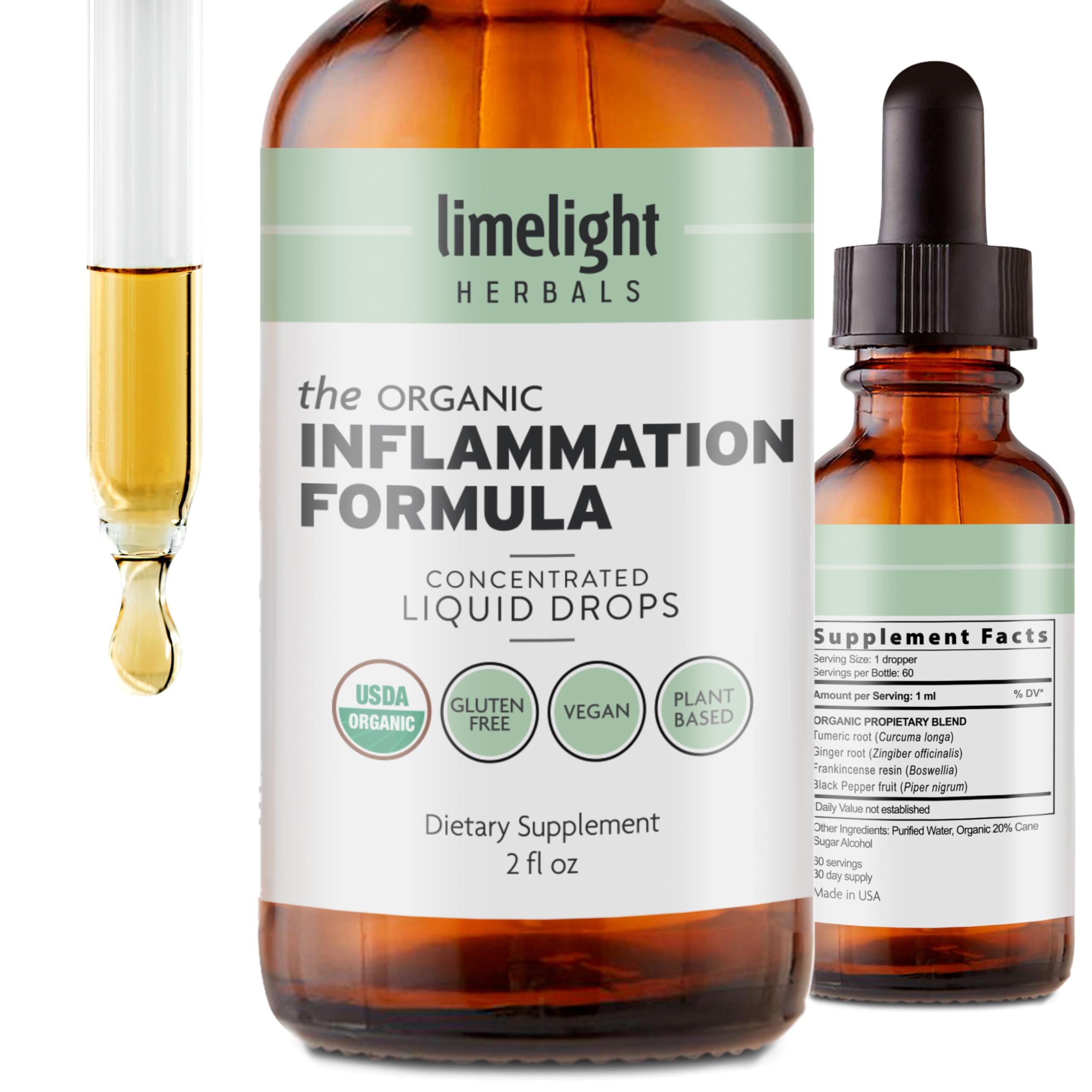 LIMELIGHT HERBALS Inflammation Formula Advanced flacon gouttes – soutien inflammatoire global potentiel.