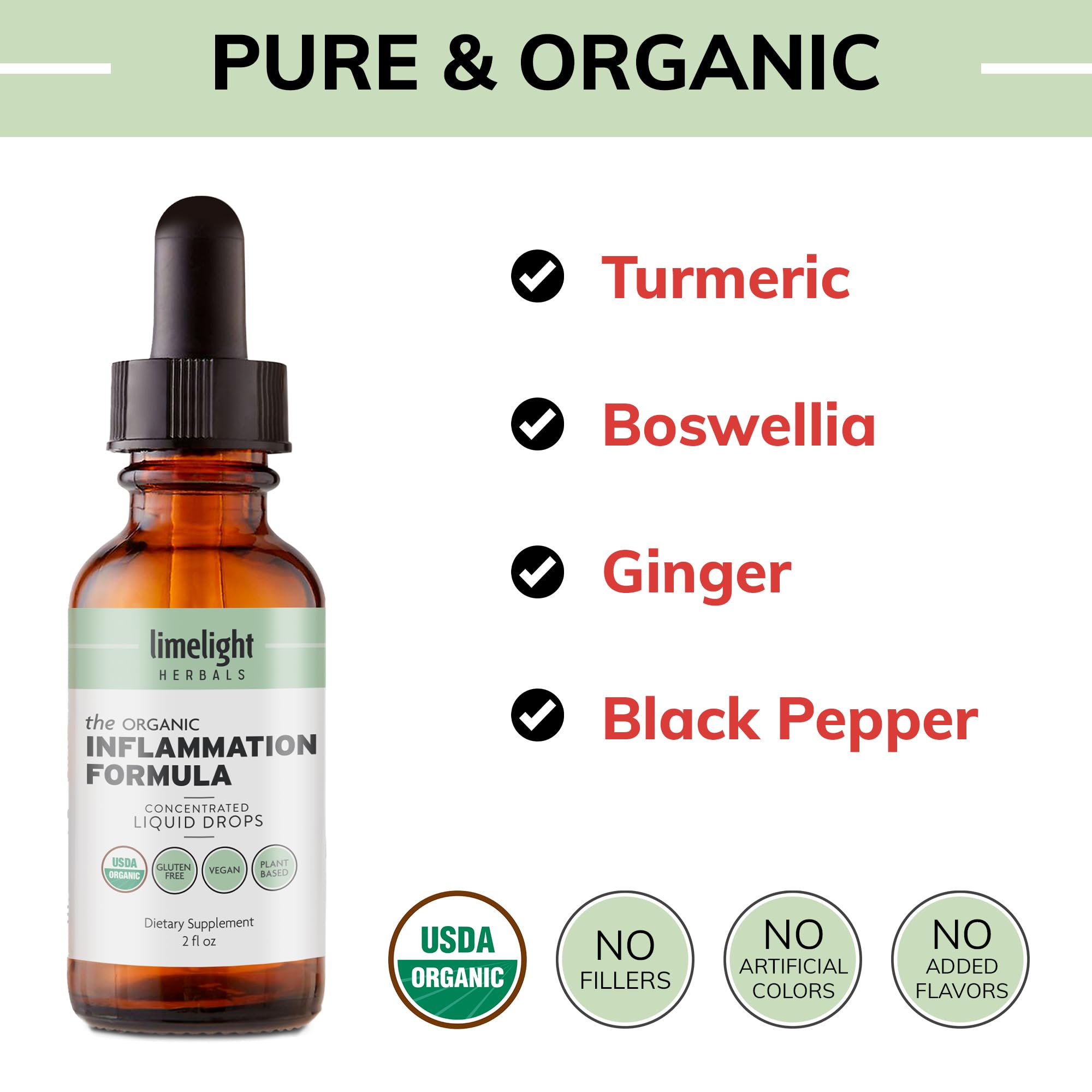 LIMELIGHT HERBALS Inflammation Formula Advanced mode d’administration – prise sous la langue facile.