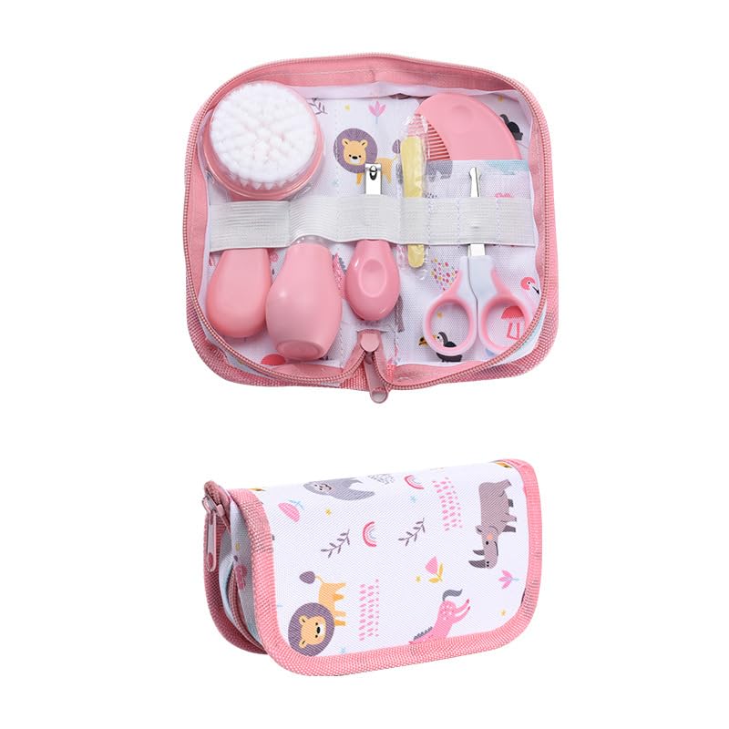 Kit de soins bébé LINK-SUN, brosse et accessoires inclus pour une routine pratique et sûre (rose).