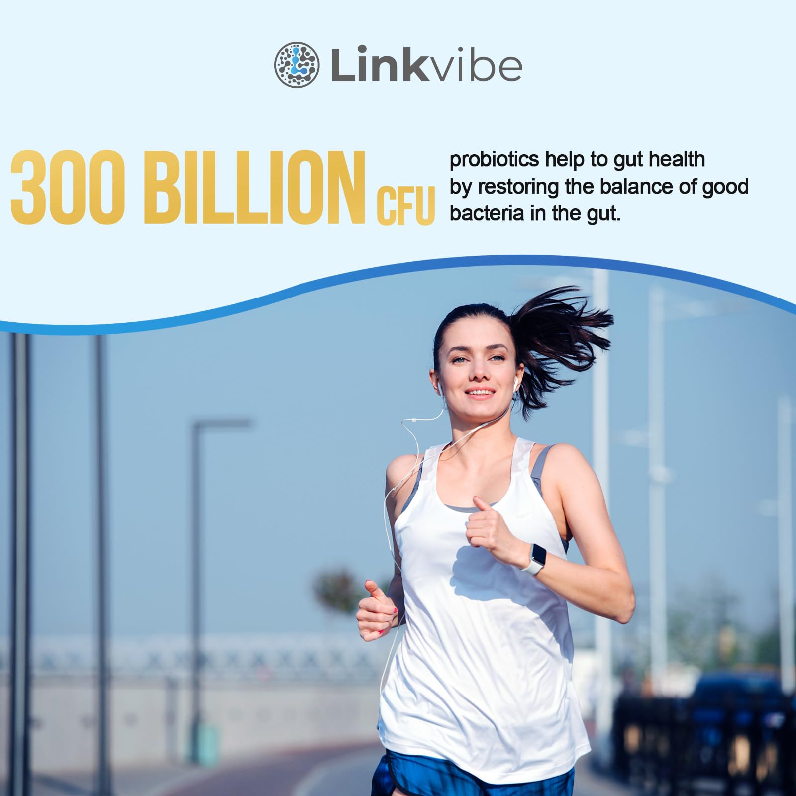 Linkvibe Probiotiques stables sur étagère — pratique et facile à stocker.