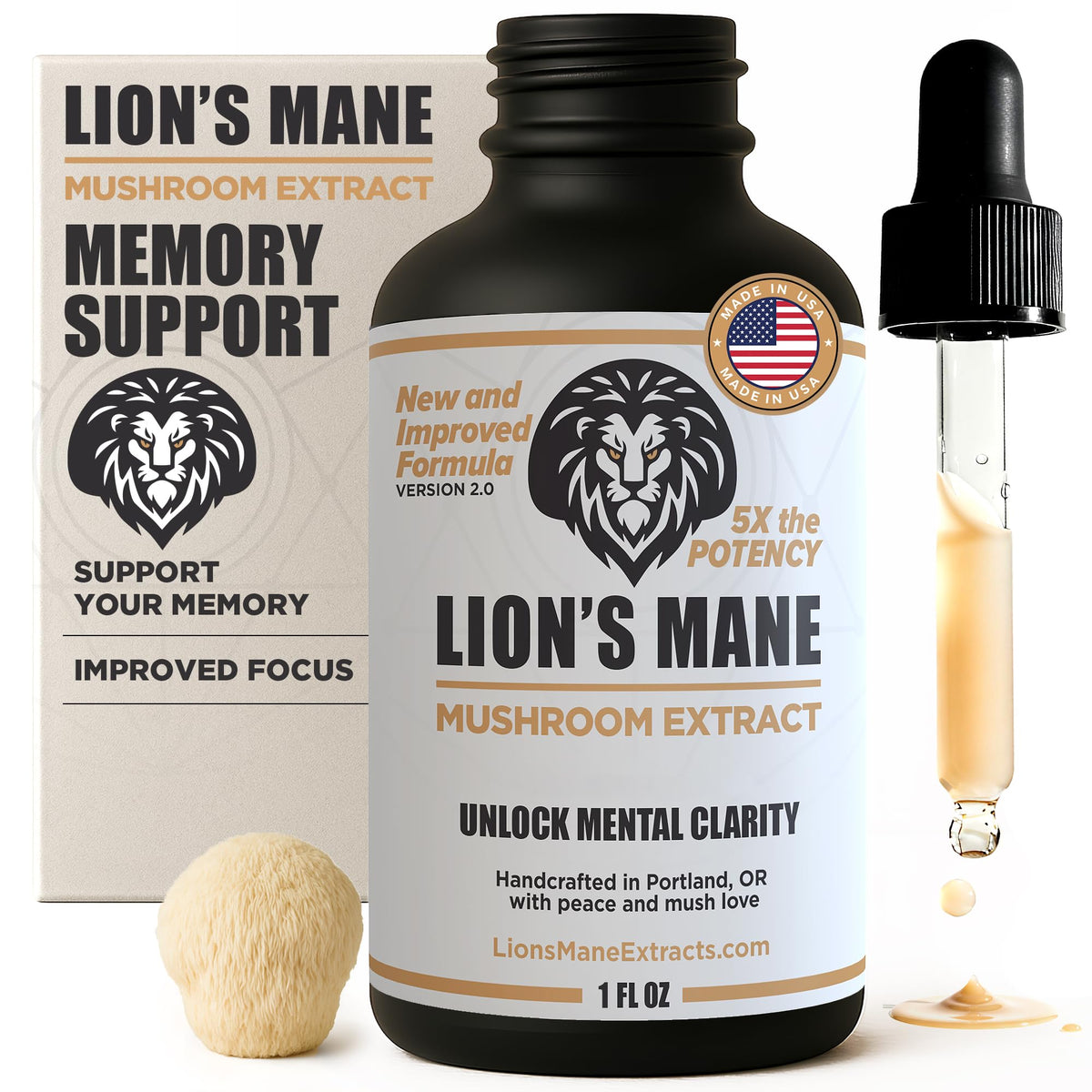 LionsManeExtracts concentration-bouteille : soutien à l'attention.