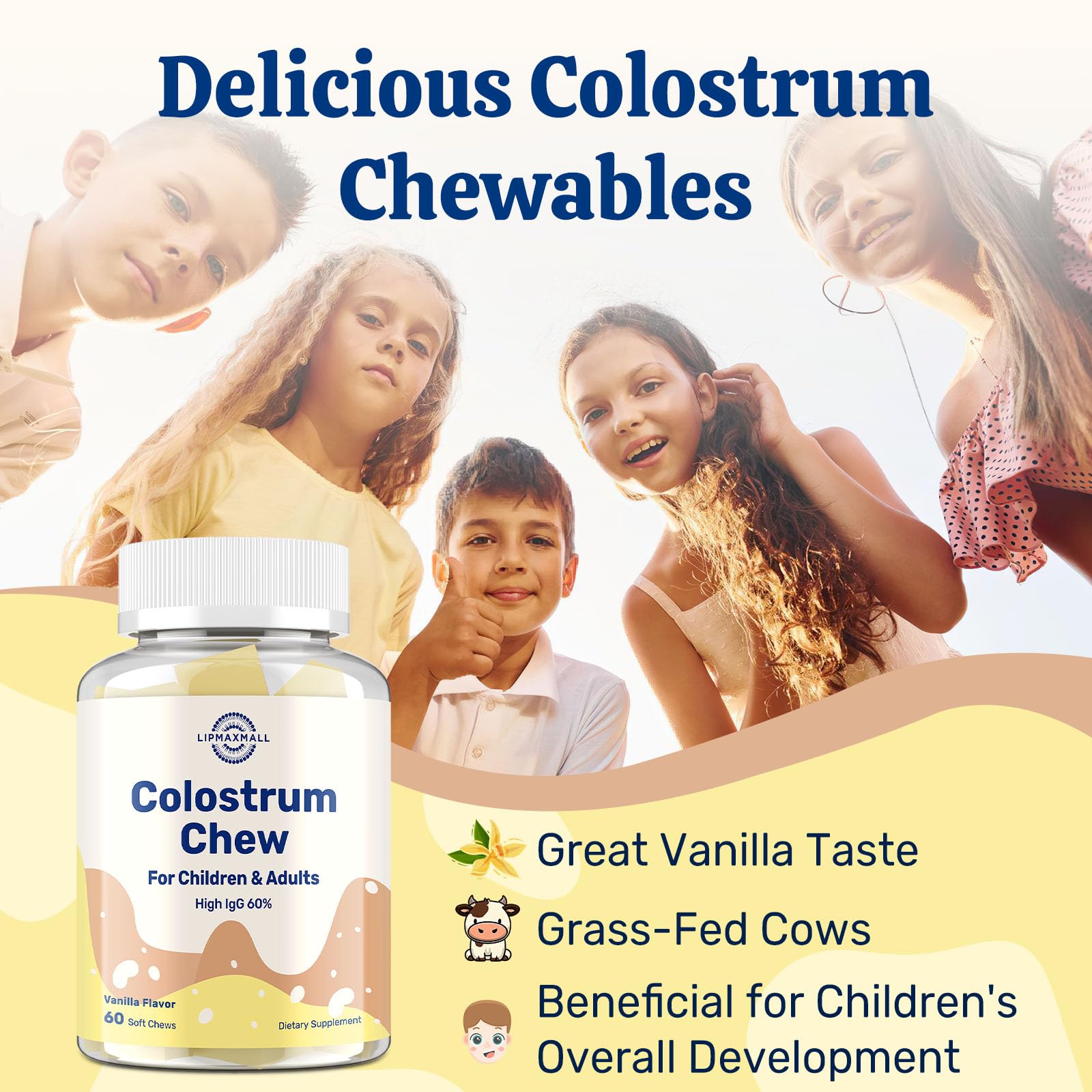 Gommes LipmaxMall colostrum vanille usage quotidien pour le bien-être