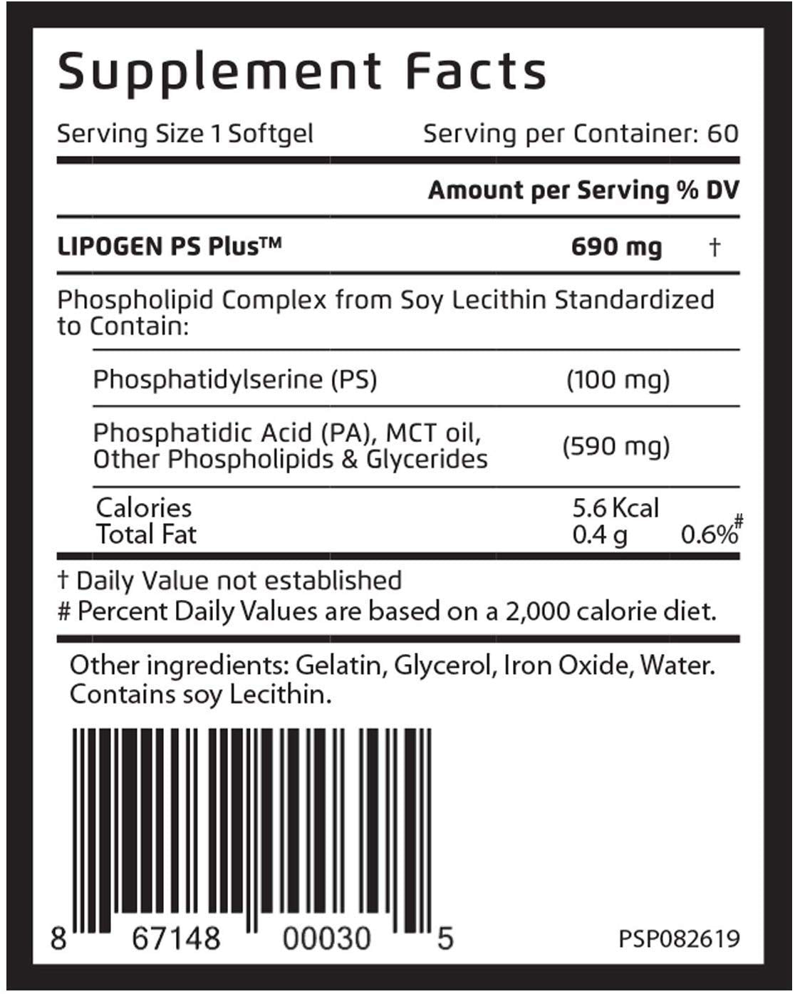 Lipogen PS Plus – bouteille gélules concentration, utilisation quotidienne.