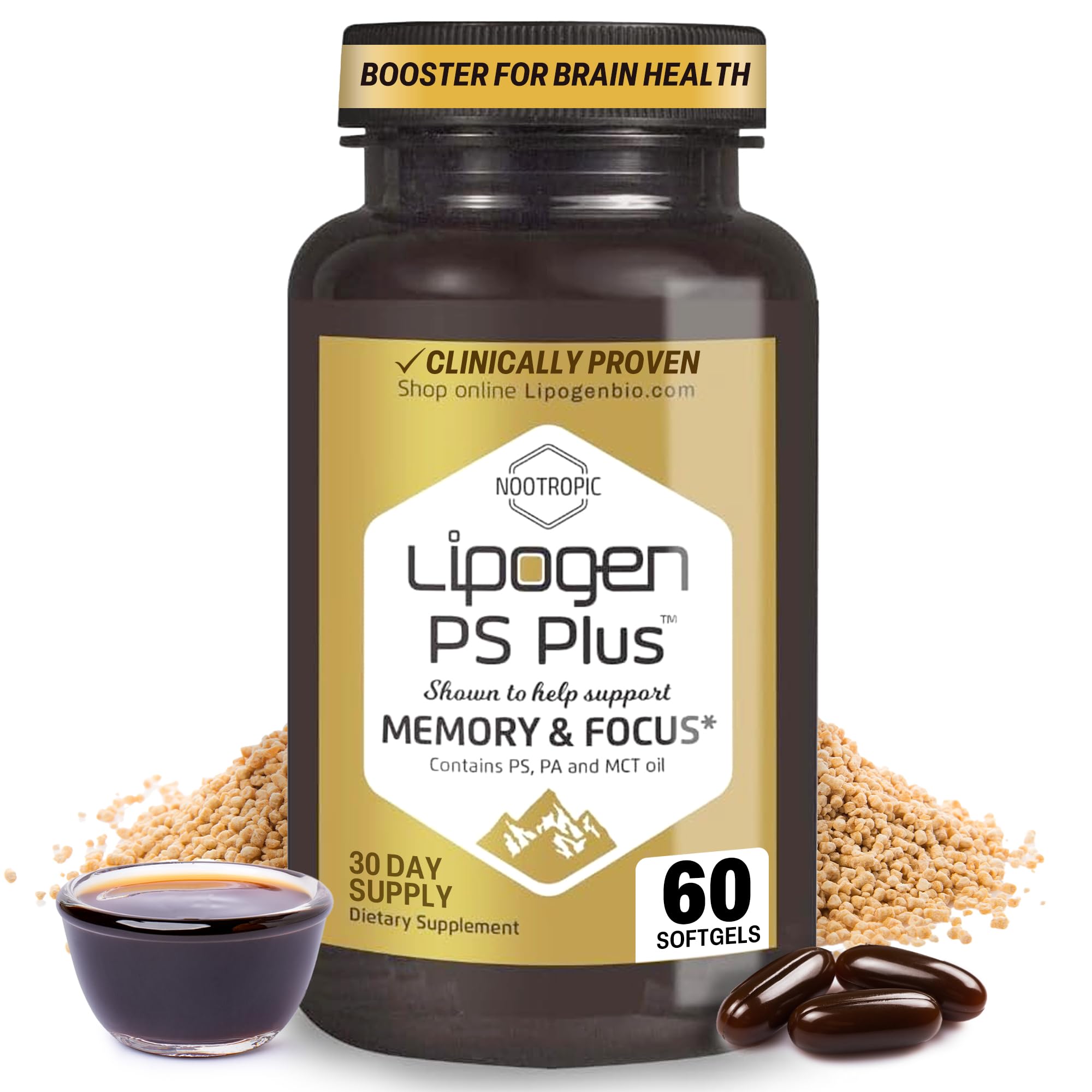 Lipogen PS Plus – emballage mémoire, soutien cognitif potentiel.