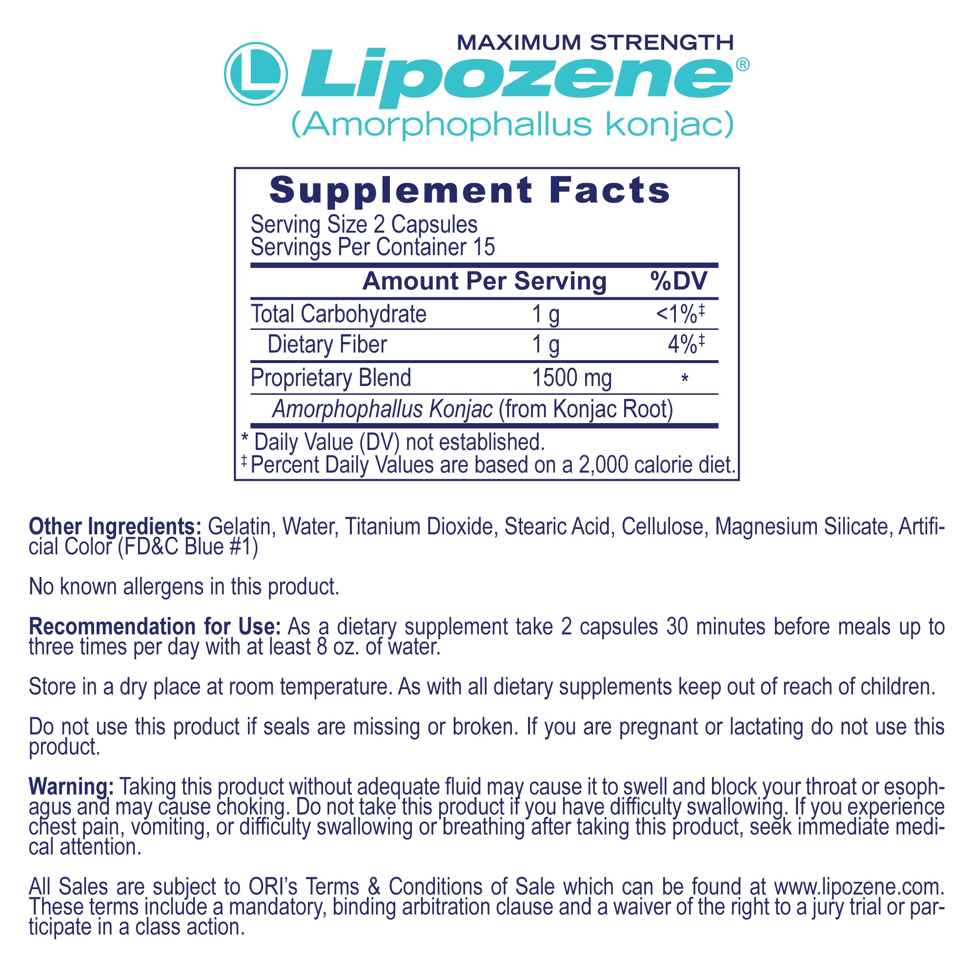 Lipozene - boîte 90 capsules, emballage clair et pratique.