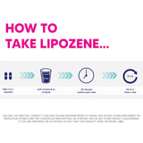 Lipozene boîte extérieure met en avant le design et le sceau de sécurité.