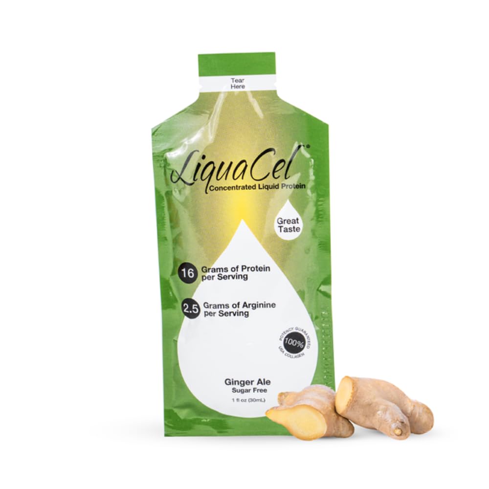 LiquaCel Ginger Ale, sachet 1oz, protéine prête à boire pratique.