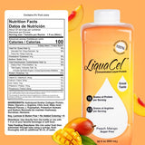 LiquaCel Pêche Mangue versé dans un verre, pratique au quotidien.