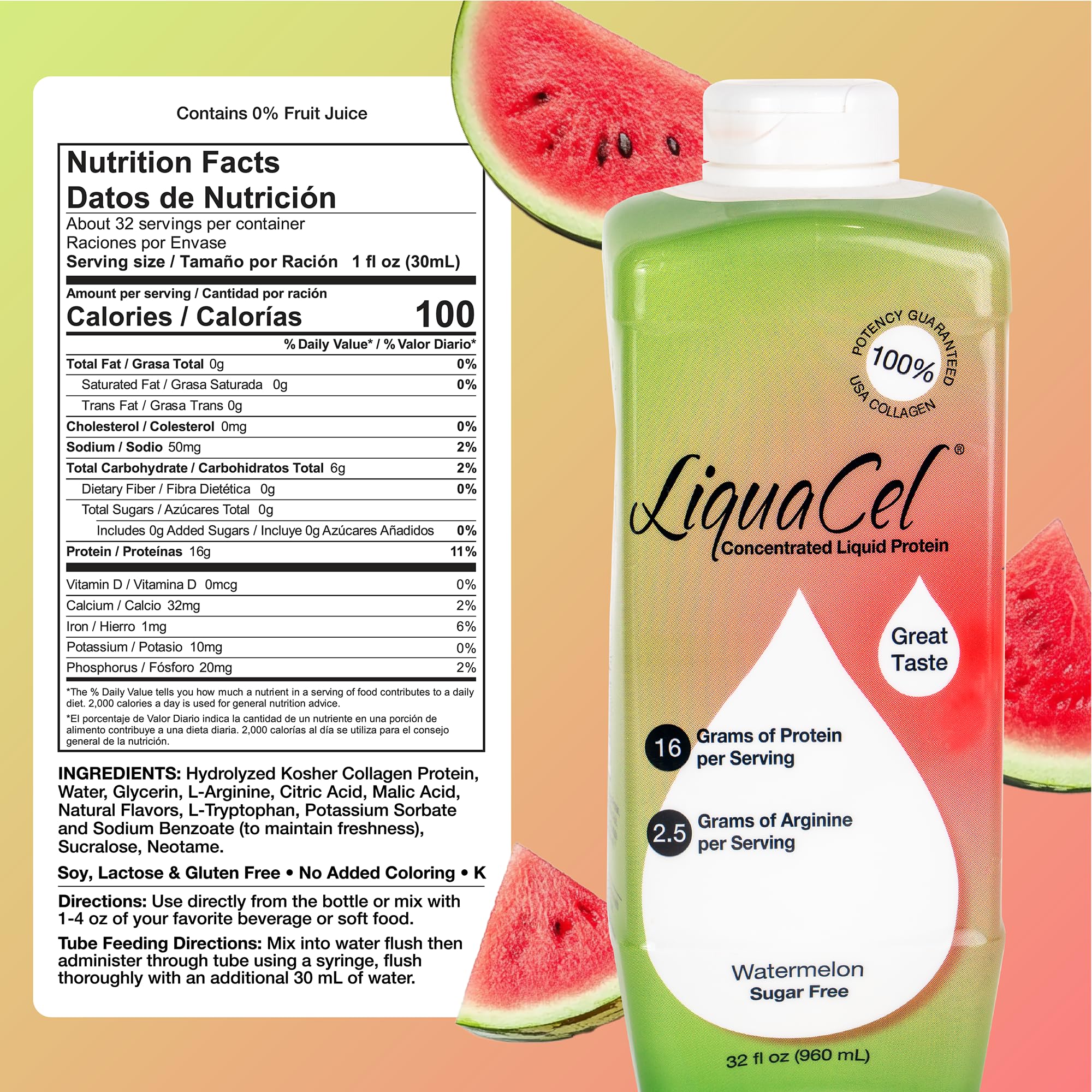 LiquaCel protéine collagène hydrolysée et arginine, source concentrée adaptée à un apport quotidien.