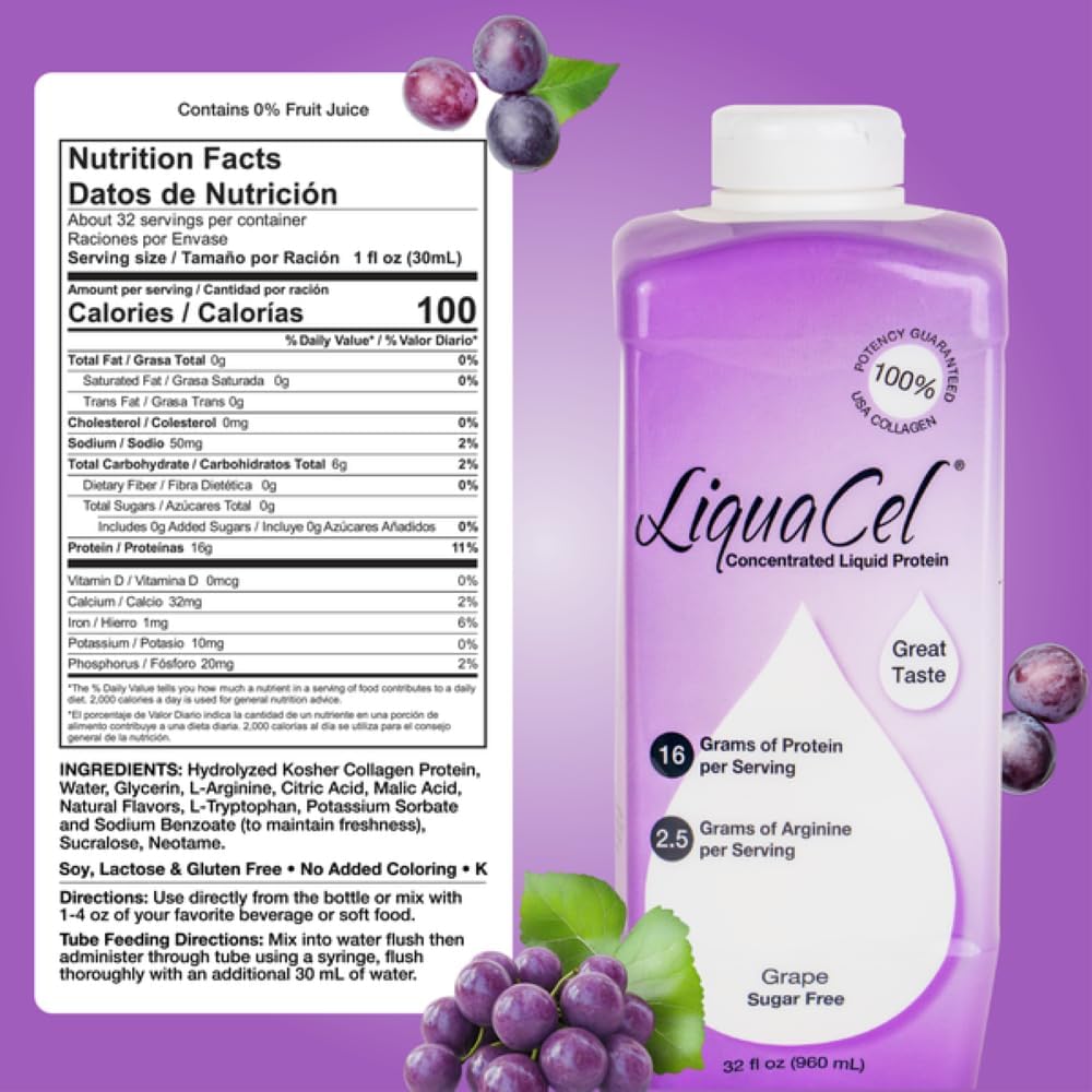 LiquaCel: versement d'un oz dans un verre, solution pratique protéique.