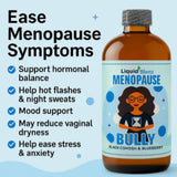 Bouteille LIQUID BLENZ Menopause Bully posée sur table pour un accès rapide.