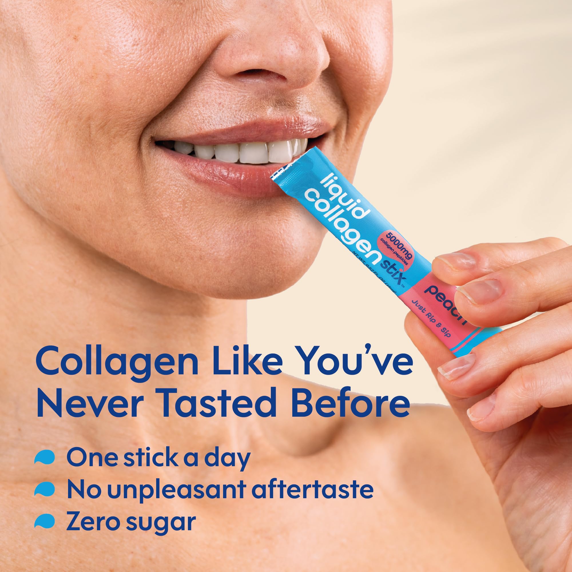 Liquid Collagen Stix pack-14-stick-peche: format nomade pour une utilisation quotidienne.