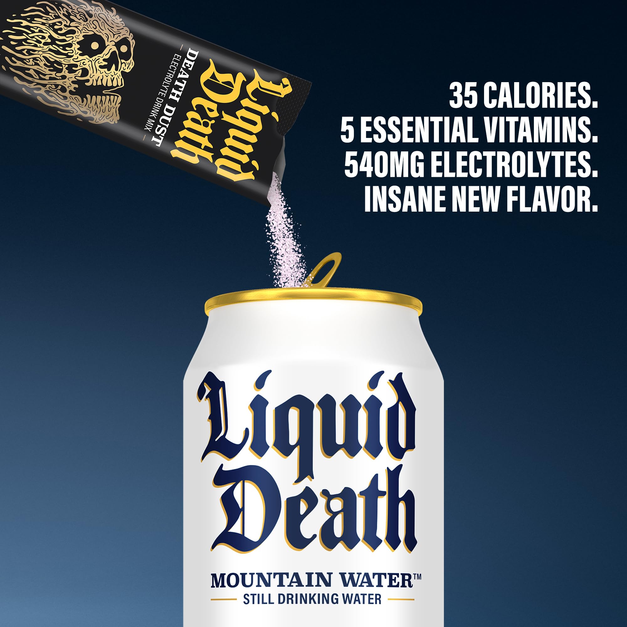 Verre prêt à boire avec Death Dust mangue, booster d'électrolytes pendant l'entraînement.