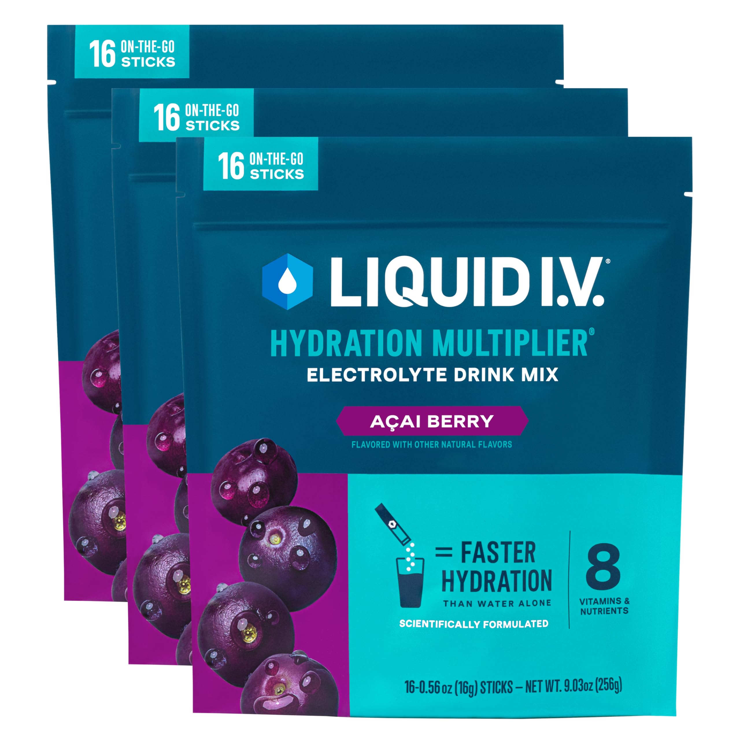 Liquid I.V baie d'acai: sachet d'hydratation rapide et pratique.