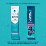 Liquid I.V. Hydration Multiplier Concord Grape – sachet ouvert montrant la poudre prête à se dissoudre