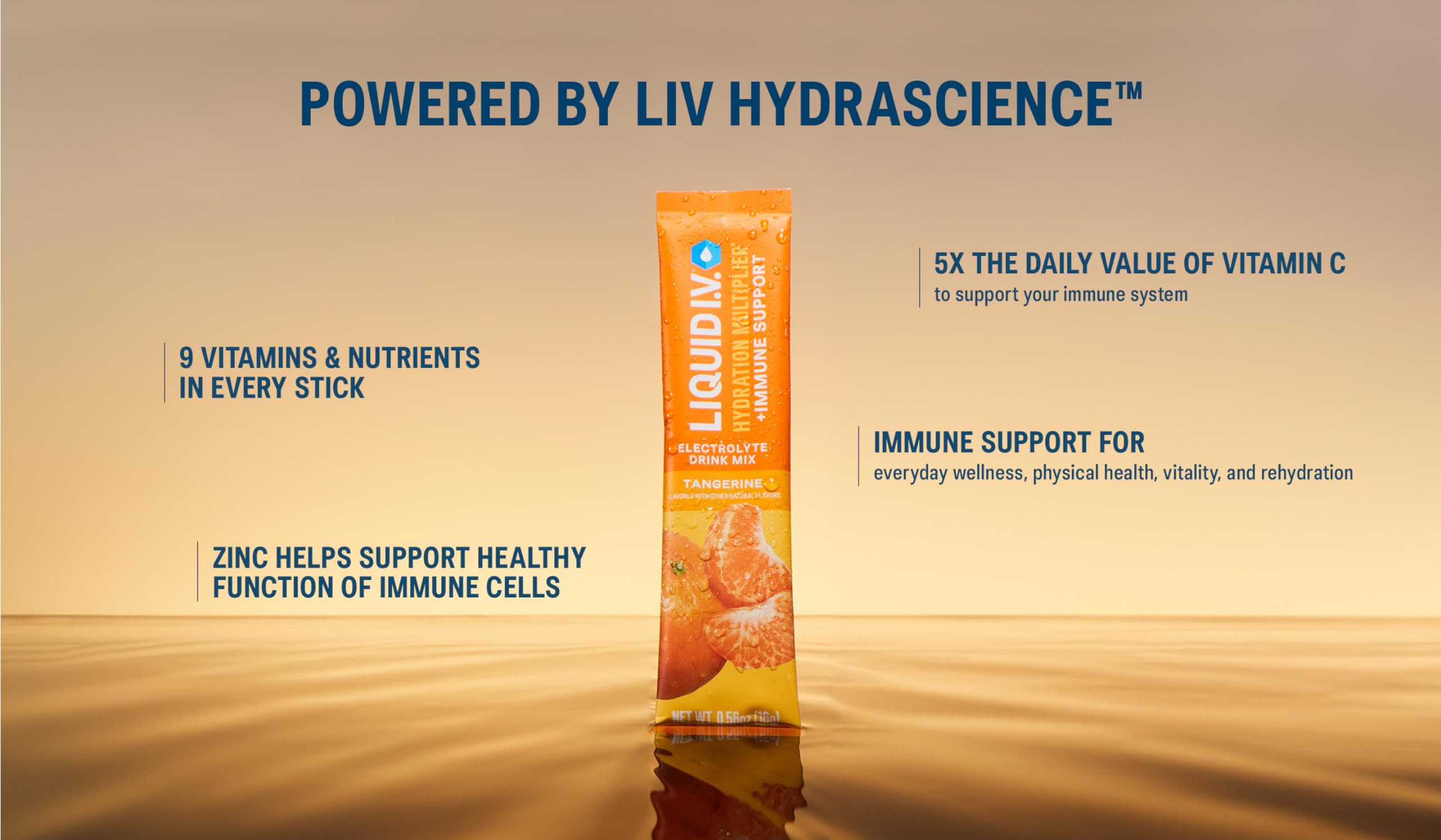 Liquid I.V. Hydration Multiplier Mango Passionfruit, verre rafraîchissant avec goût tropical