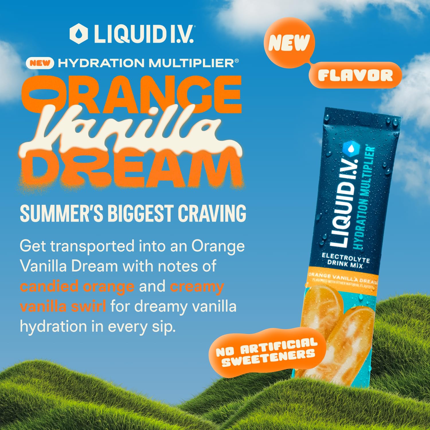 Liquid I.V. Hydration Multiplier Orange Vanilla Dream, arôme fruité idéal pendant l'effort
