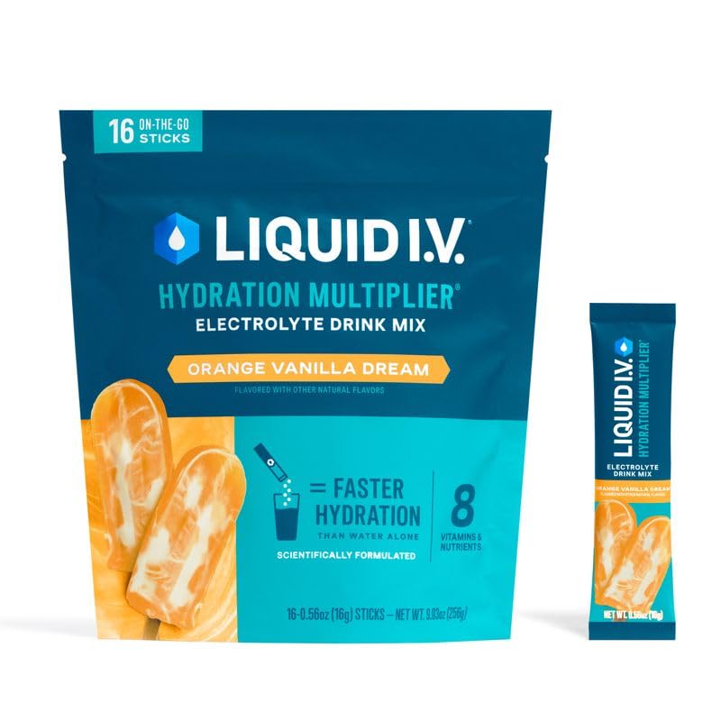 Liquid I.V. Hydration Multiplier Orange Vanilla Dream, sachet prêt à mélanger pour une hydratation rapide