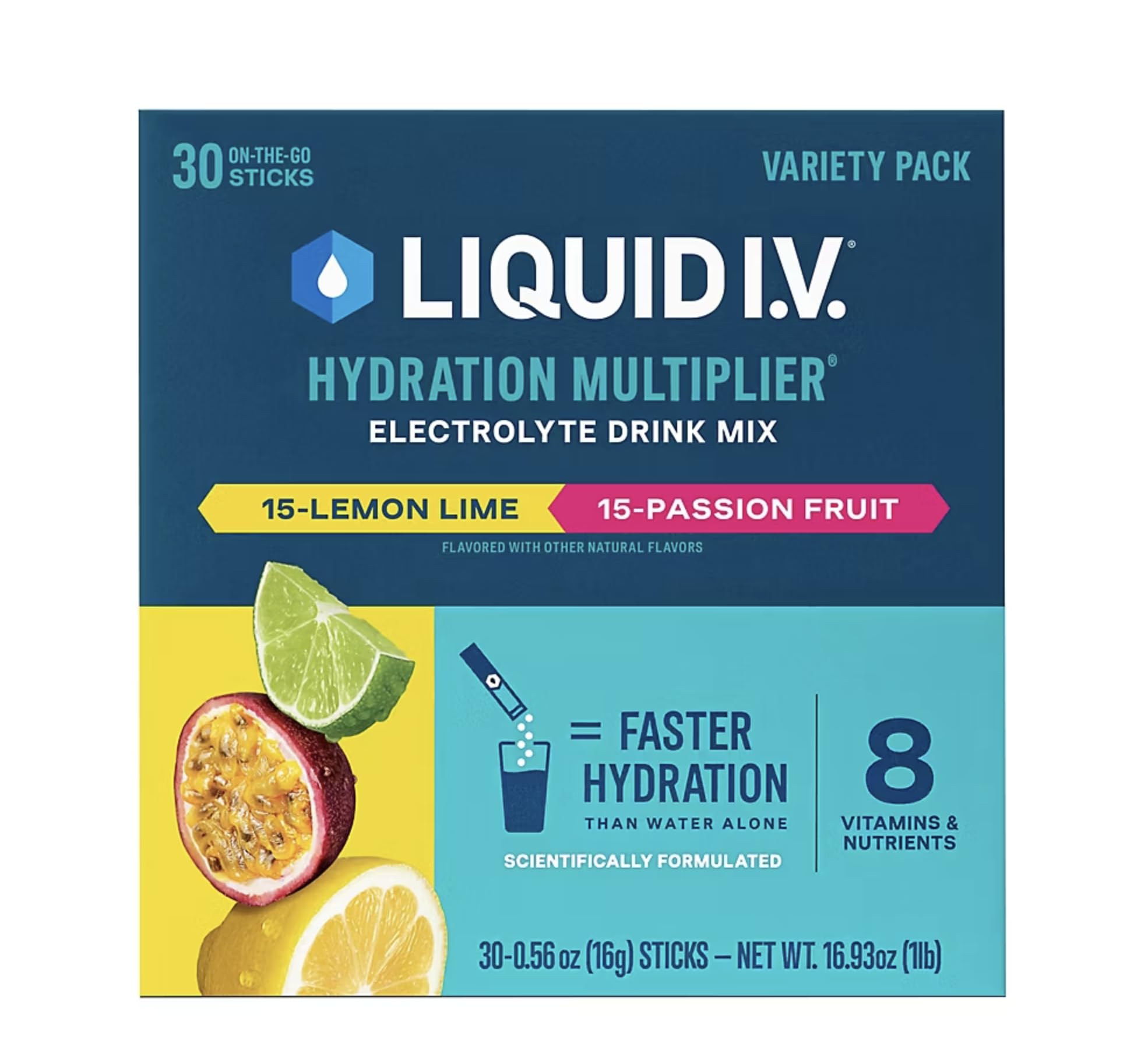 Liquid I.V Hydration Multiplier pack citron-lime, hydratation efficace pendant l'entraînement.