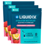 Tube Liquid I.V Hydration Multiplier, sachet fraise citronnade prêt à être utilisé pour hydratation.