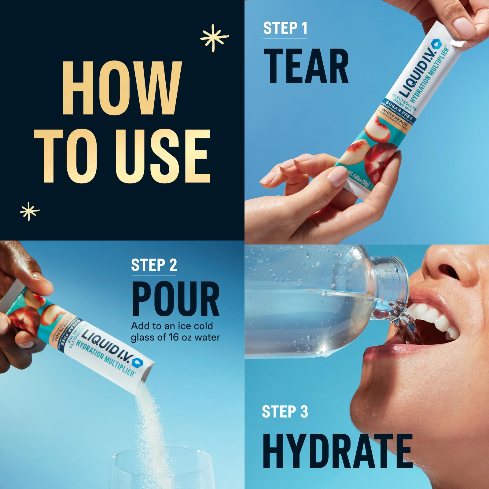 Liquid I.V. Hydration Multiplier pêche blanche, saveur légère et fruitée