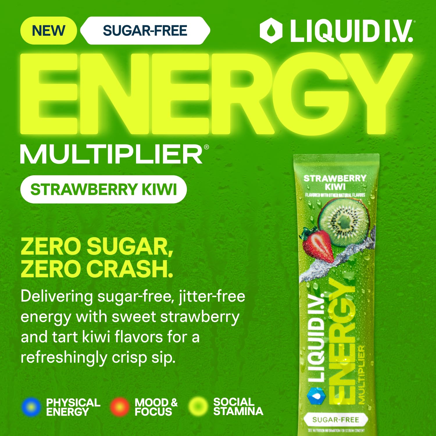 Liquid I.V. Hydration Multiplier Sans Sucre Énergie – Sachet pratique à emporter