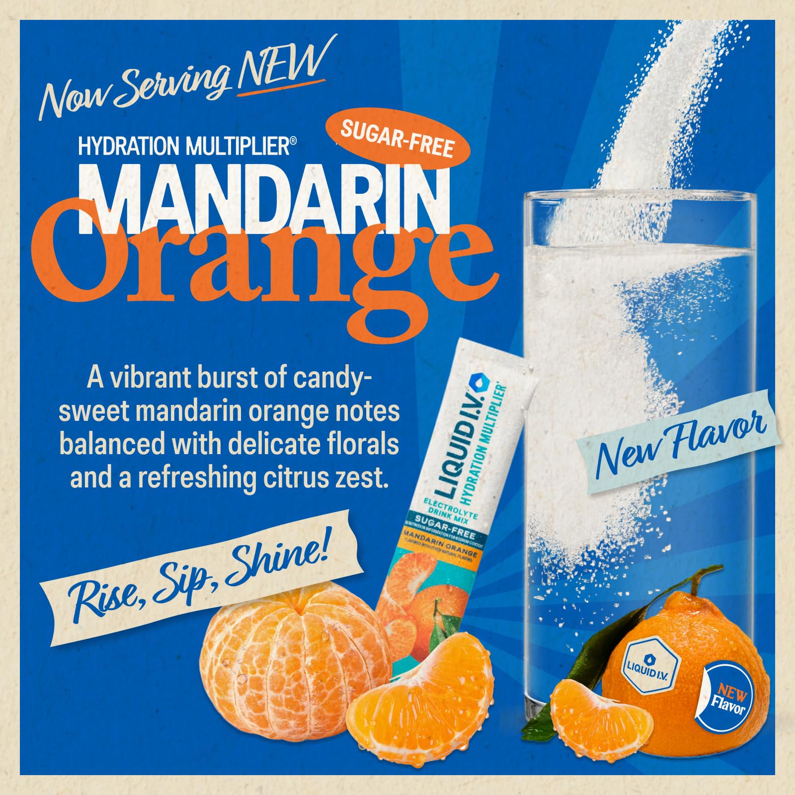 Liquid I.V. Hydration Multiplier Sans Sucre Mandarin Orange — sachet individuel parfait pour le sport.