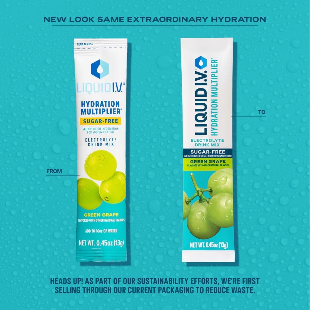 Liquid I.V. Hydration Multiplier sans sucre, sachet compact idéal pour le voyage.