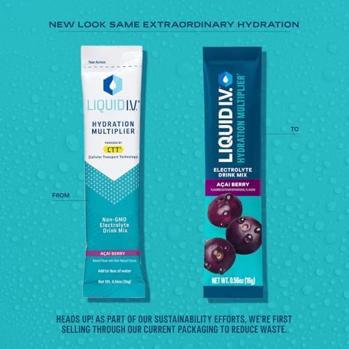 Liquid I.V. Hydration Multiplier poudre acai, dissolution rapide dans l'eau