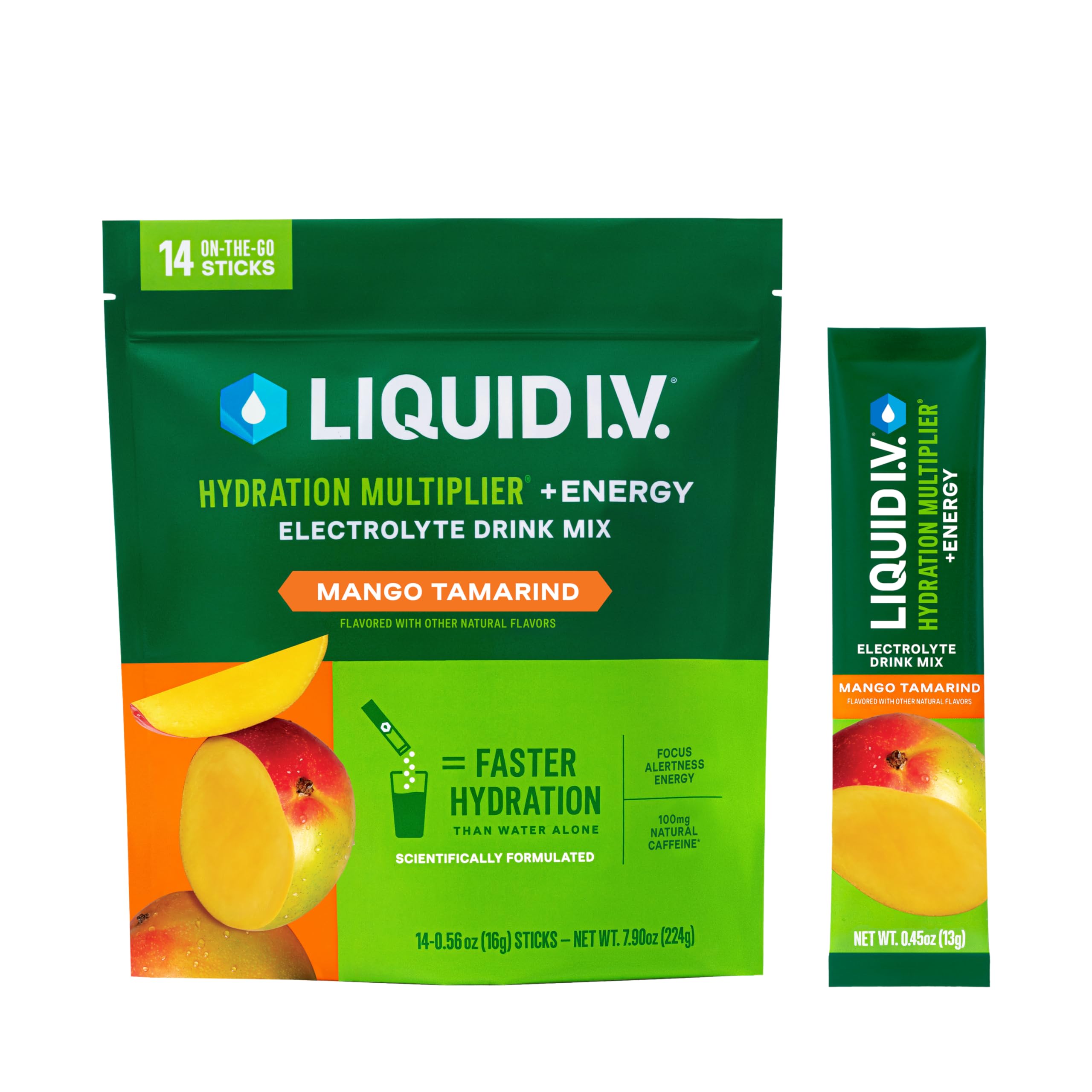 Liquid I.V. Hydration Multiplier Energy Mango Tamarind emballage pratique pour emporter