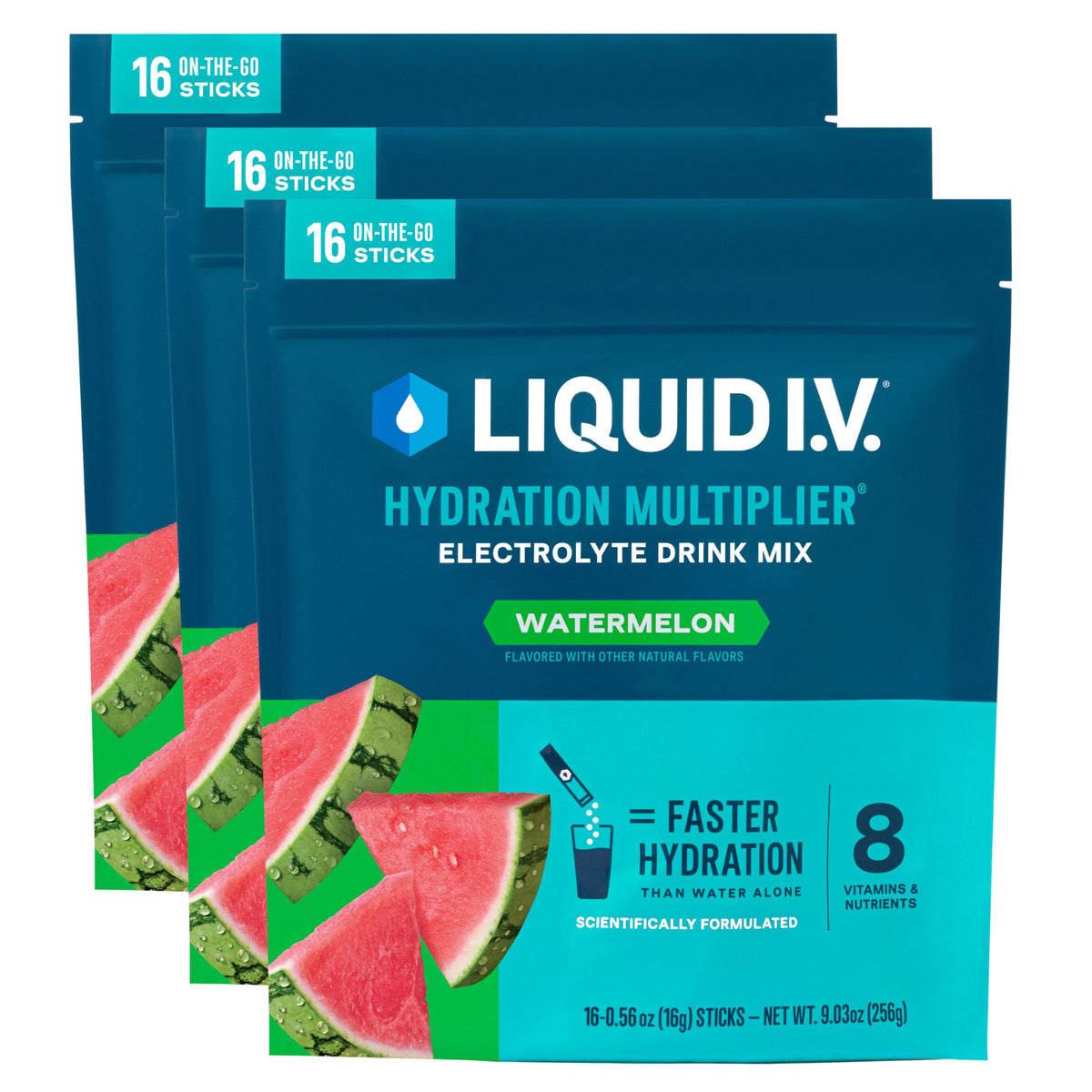 Liquid I.V. Hydration Multiplier Pastèque en paquet trois-pack, présentation pratique